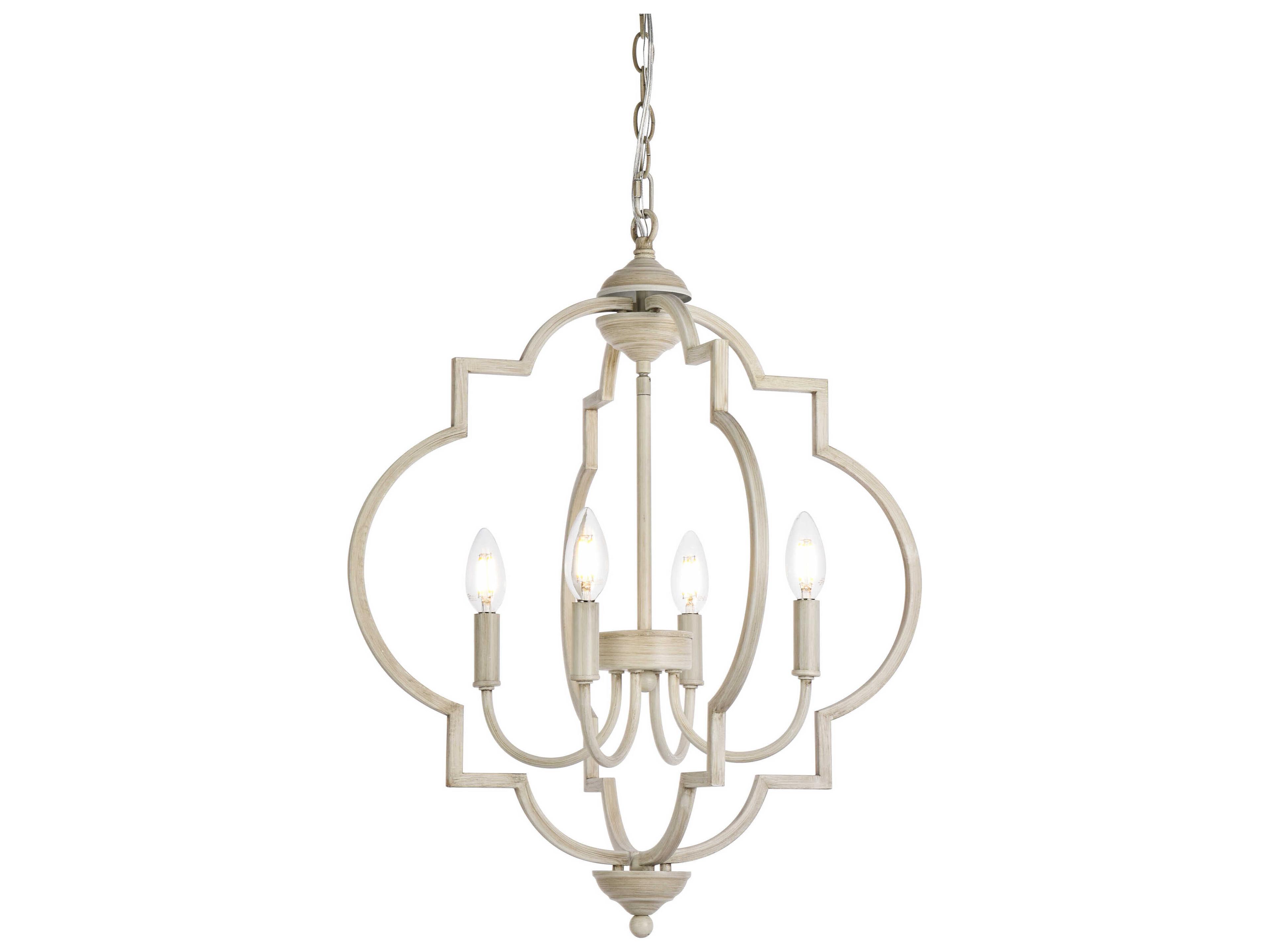 Elegant Lighting Sandara 4-Light Weathered Dove Gray Geometric Chandelier