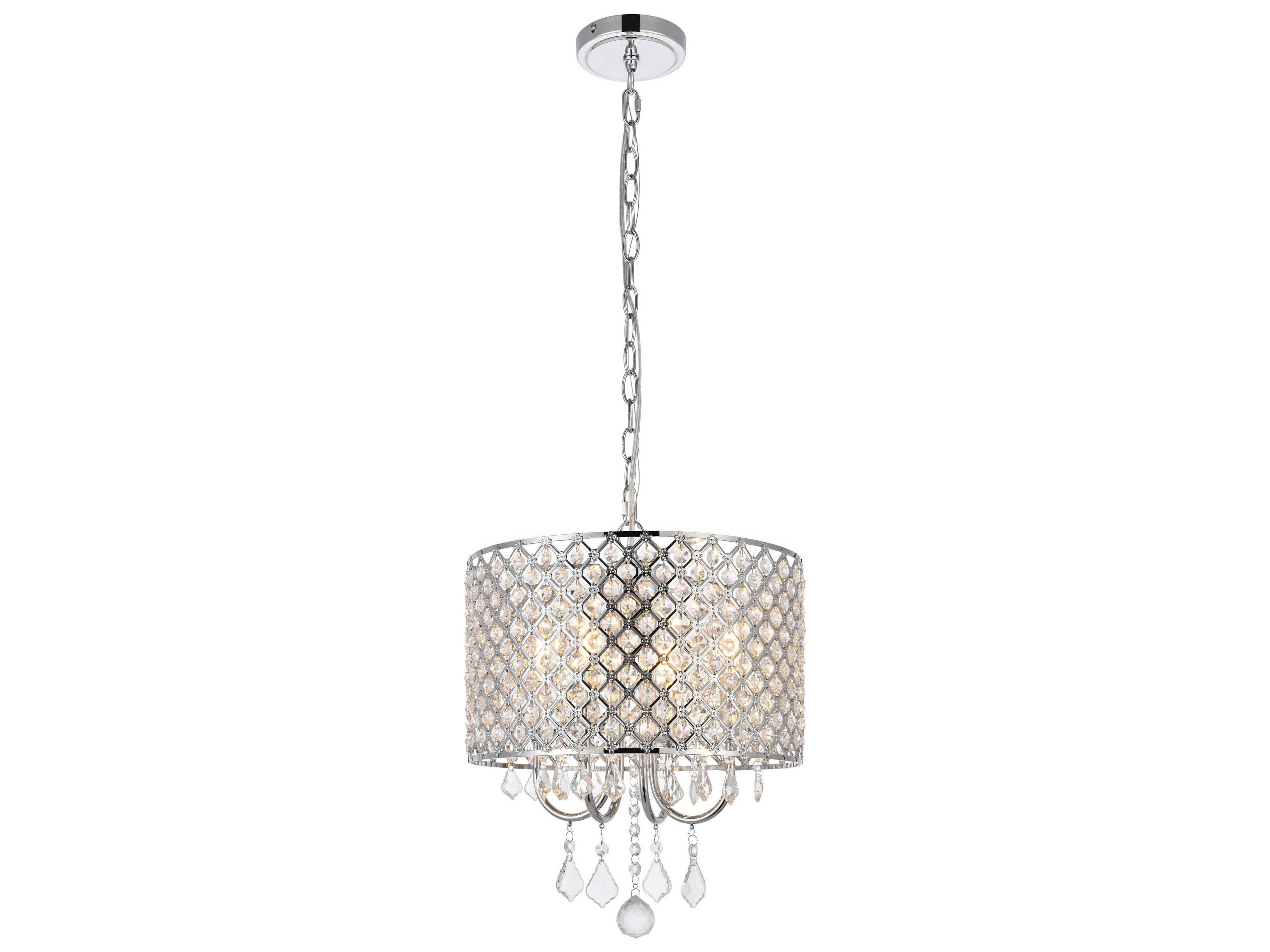 Elegant Lighting Elise 4-Light Chrome Crystal Drum Chandelier
