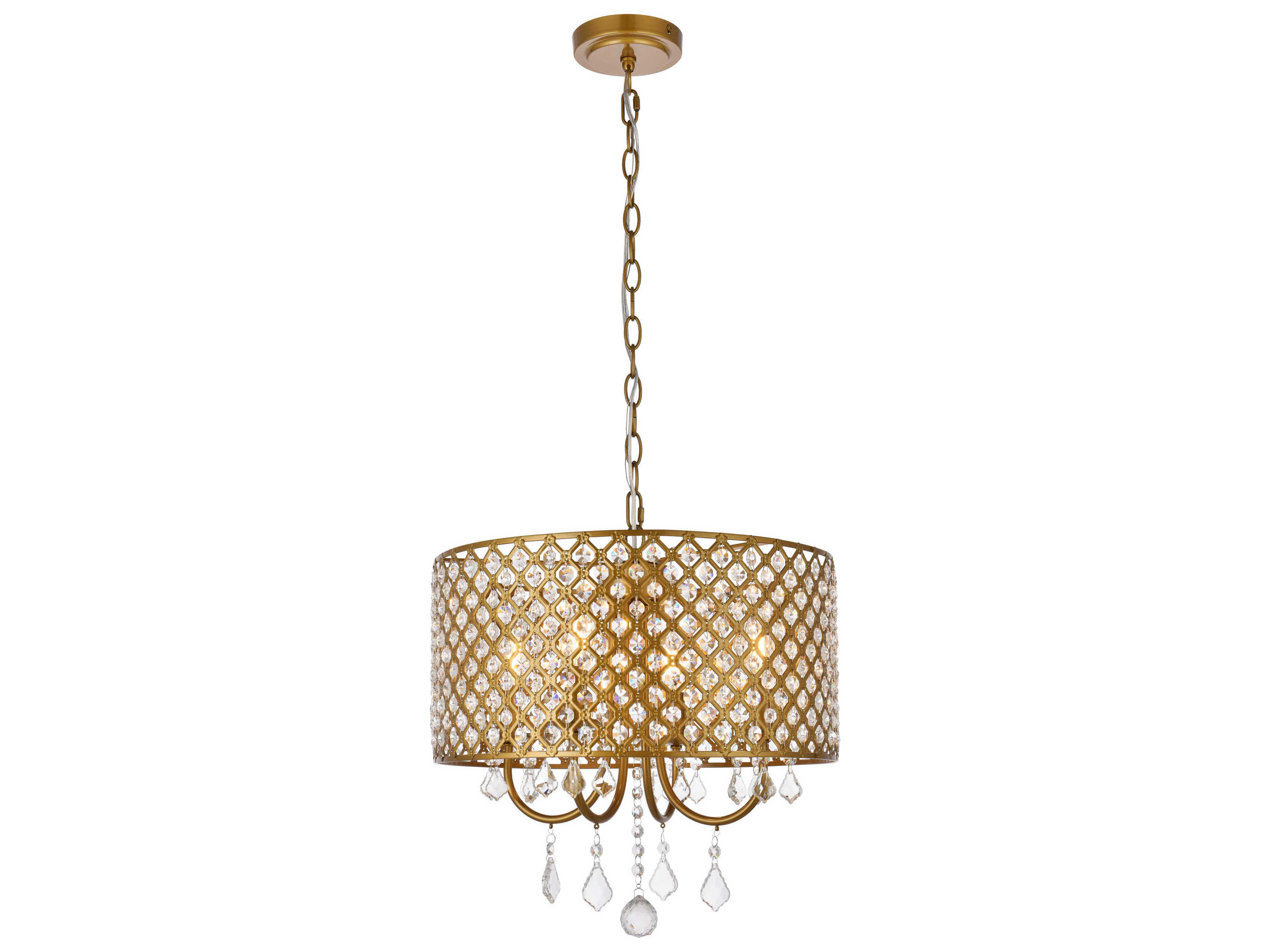 Elegant Lighting Elise 4-Light Brass Crystal Drum Chandelier