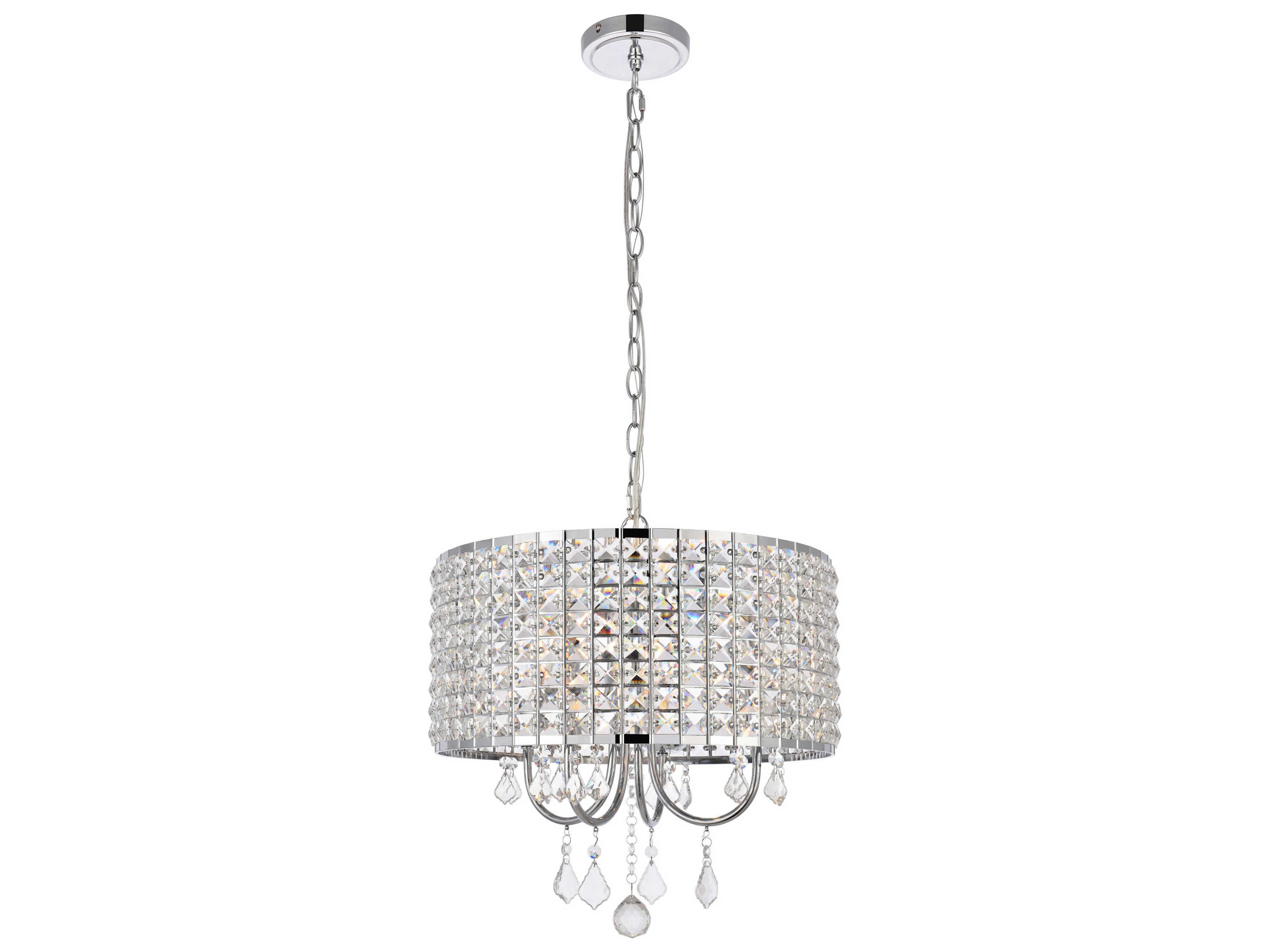 Elegant Lighting Elise 4-Light Chrome Crystal Drum Chandelier