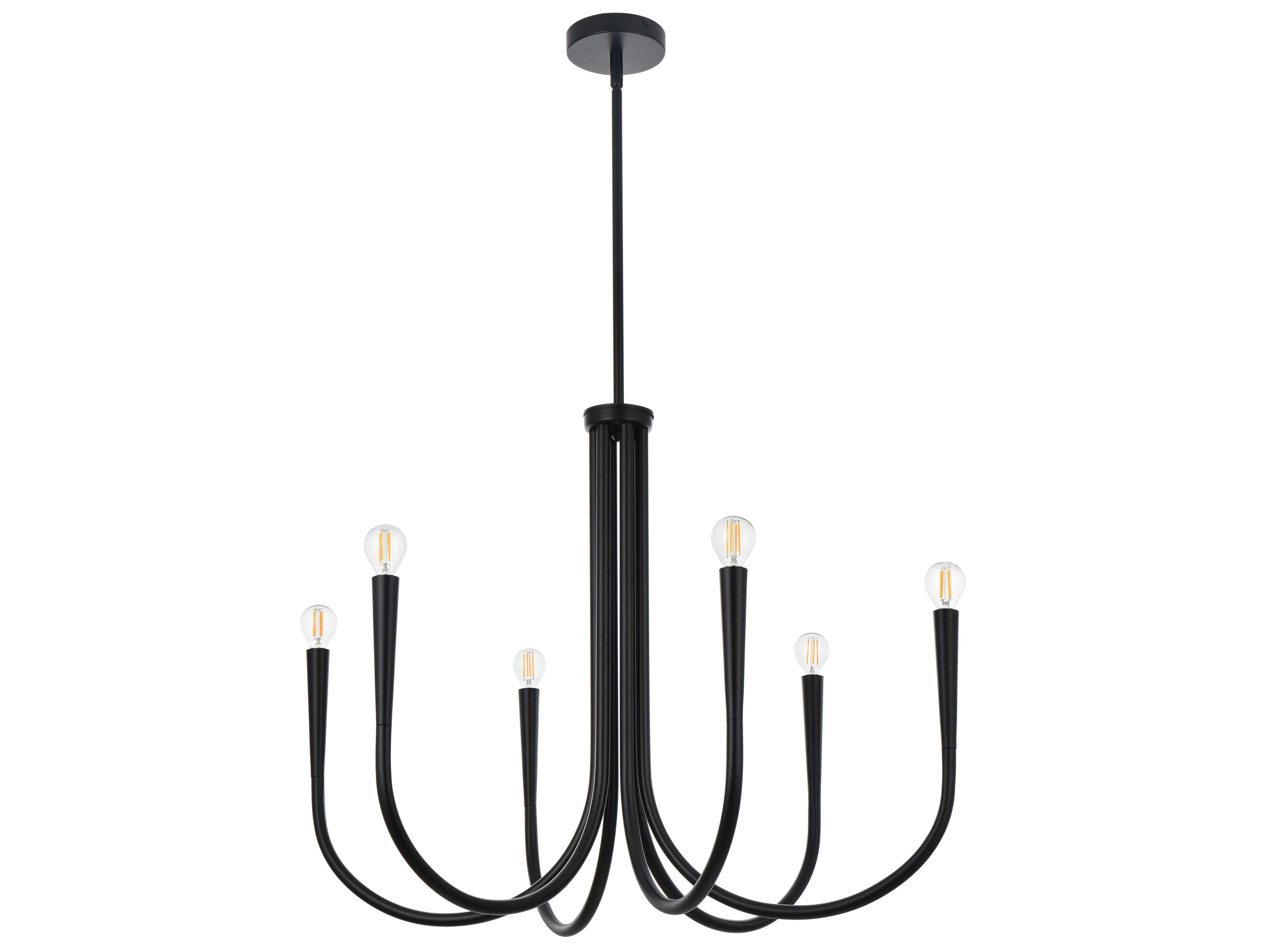 Elegant Lighting Layne 6-Light Black Chandelier