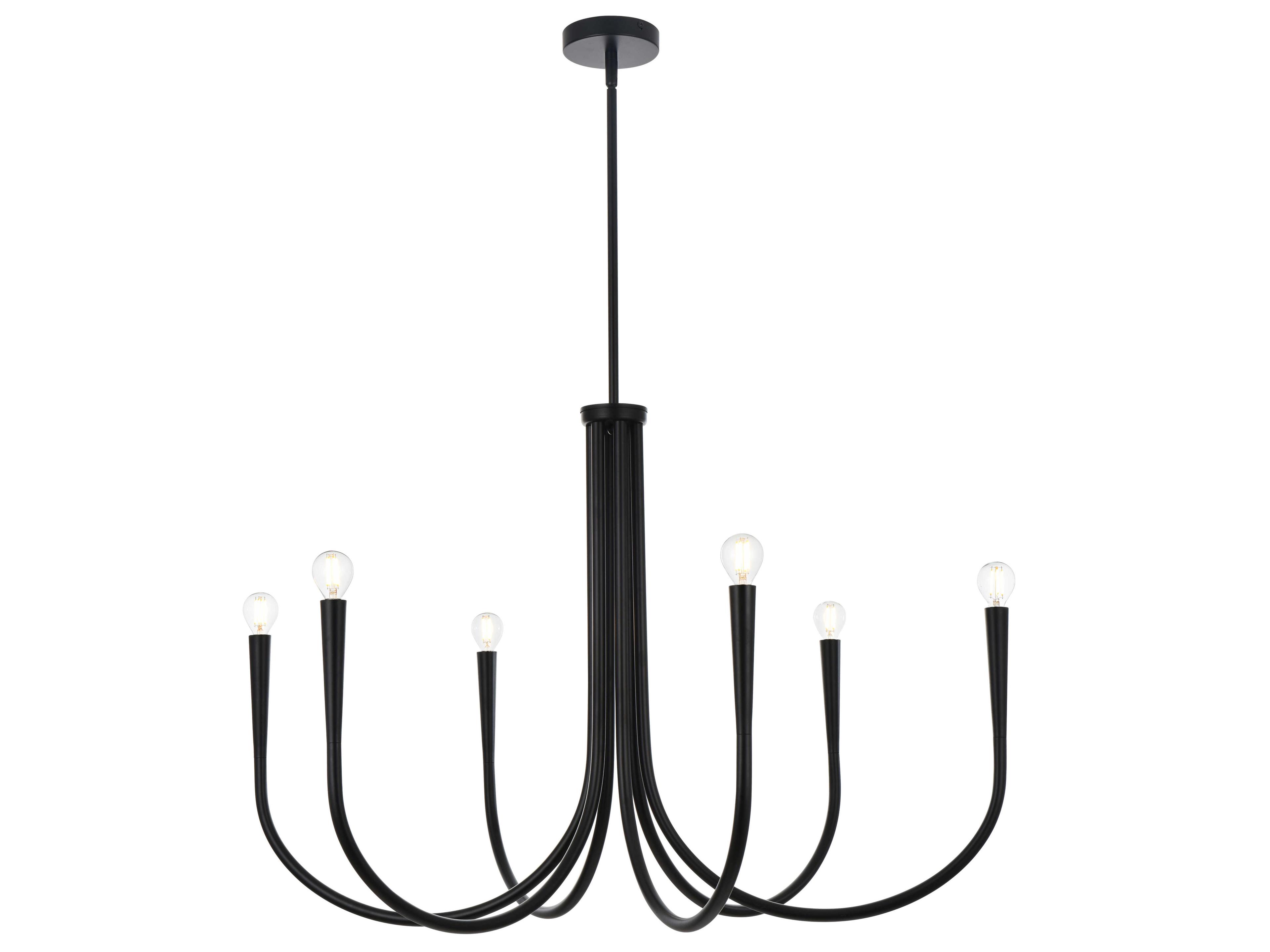 Elegant Lighting Layne 6-Light Black Chandelier