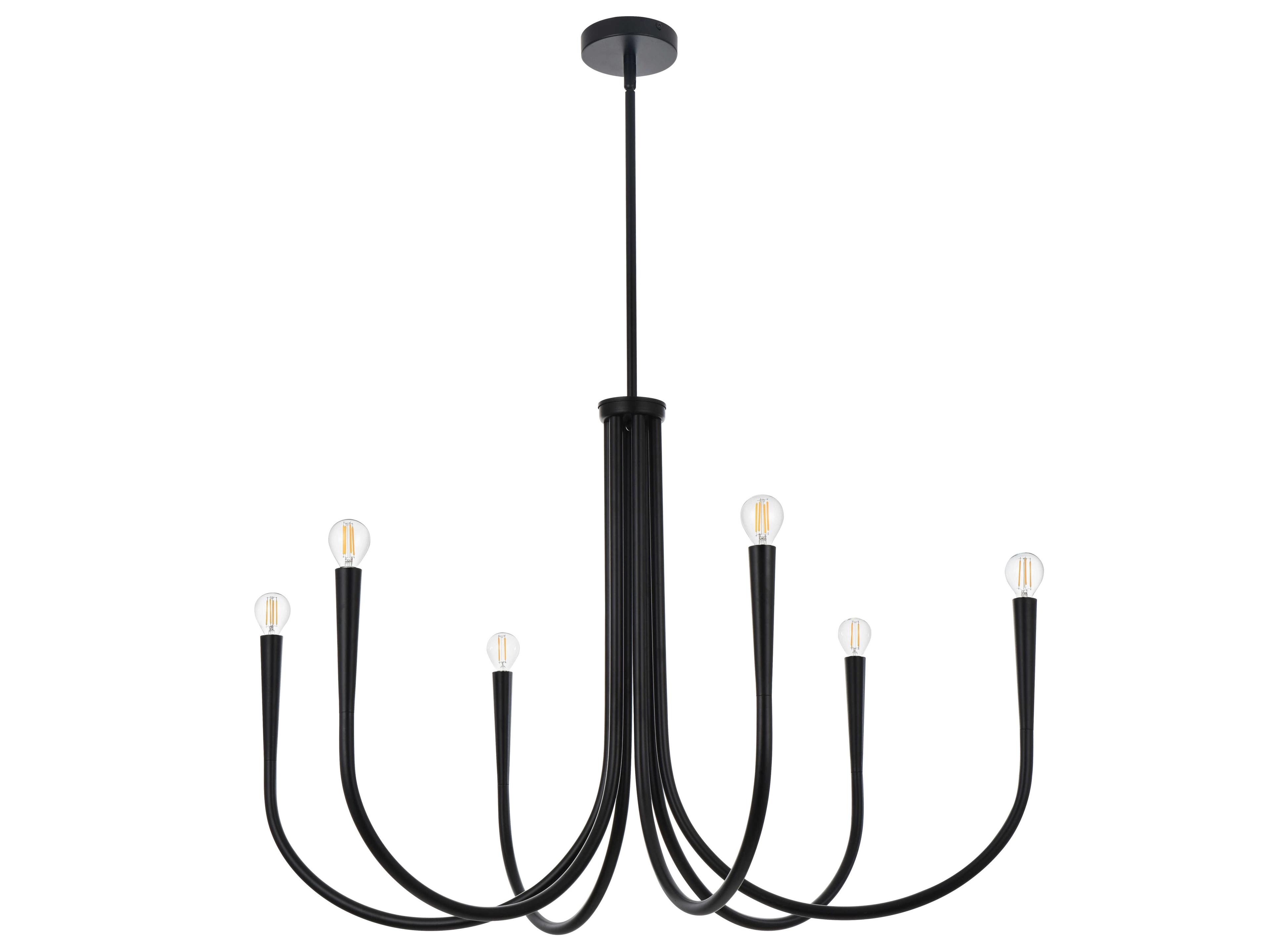 Elegant Lighting Layne 6-Light Black Chandelier