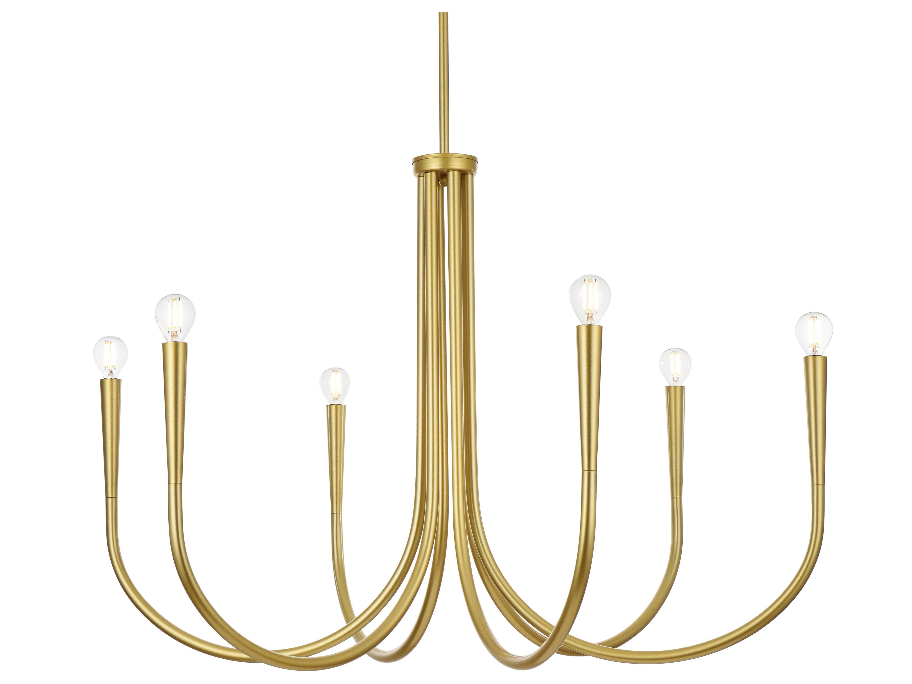 Elegant Lighting Layne 6-Light Brass Chandelier