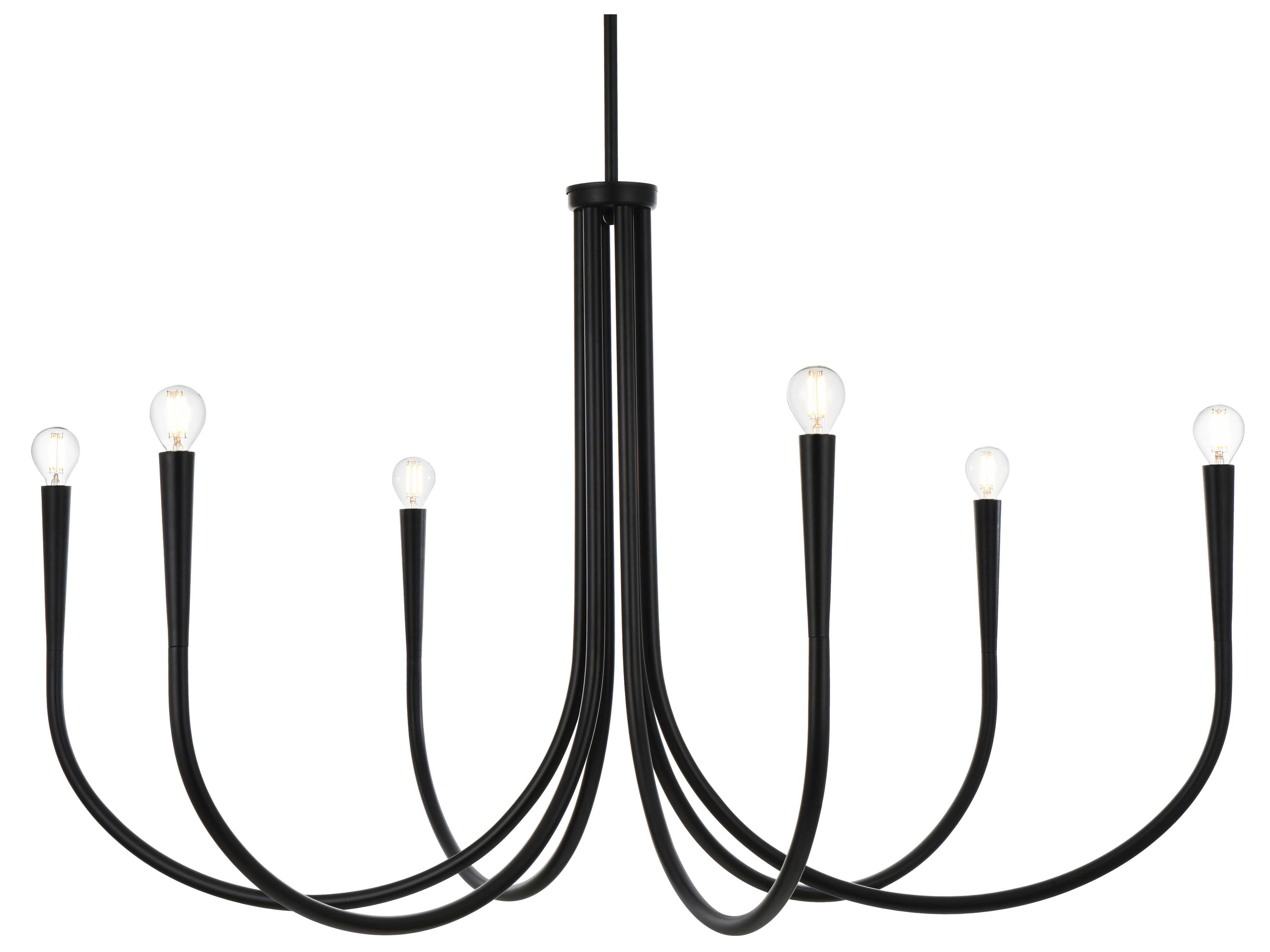 Elegant Lighting Layne 6-Light Black Chandelier