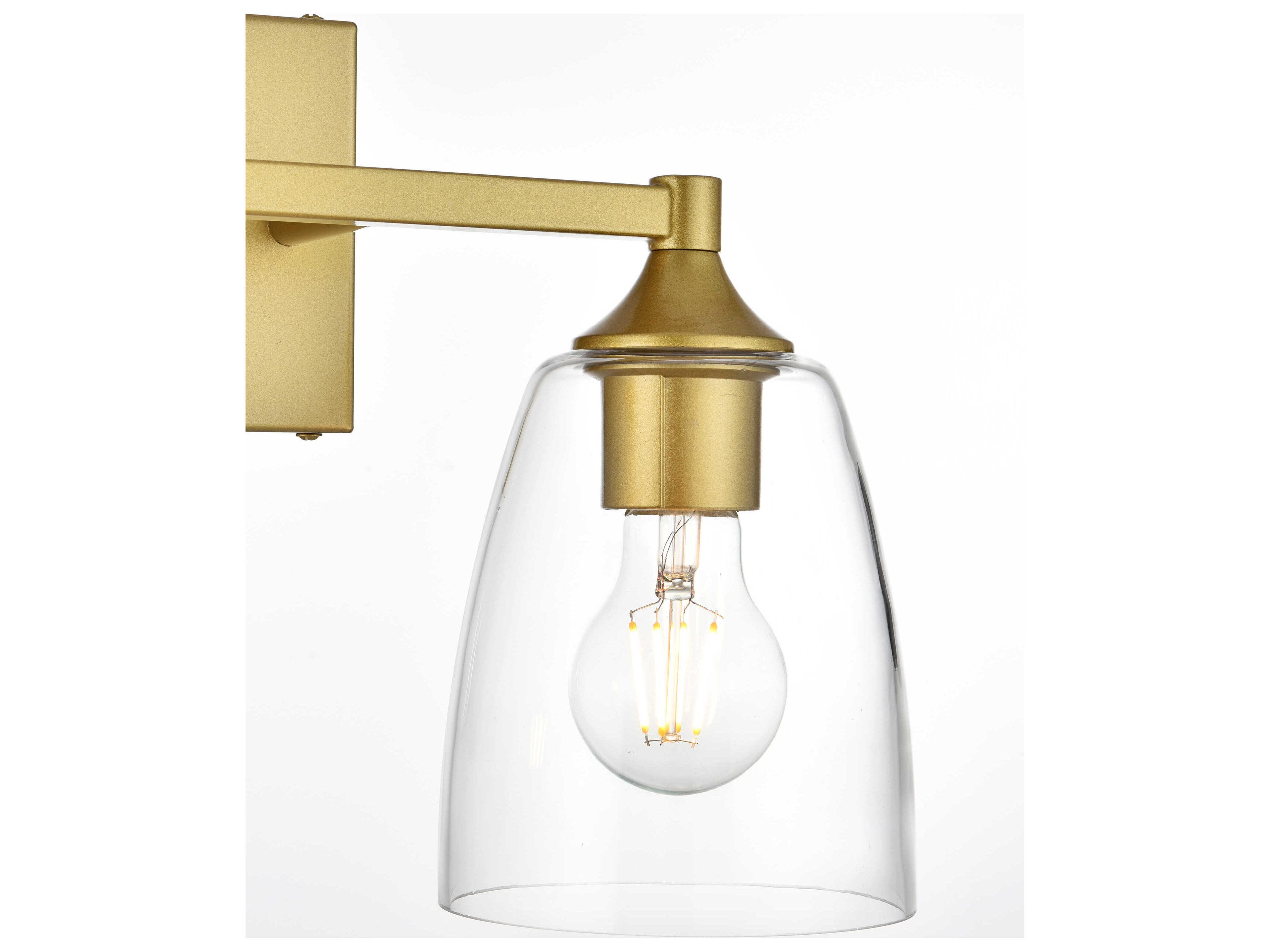 Elegant Lighting Gianni 2-Light Brass Glass Vanity Light