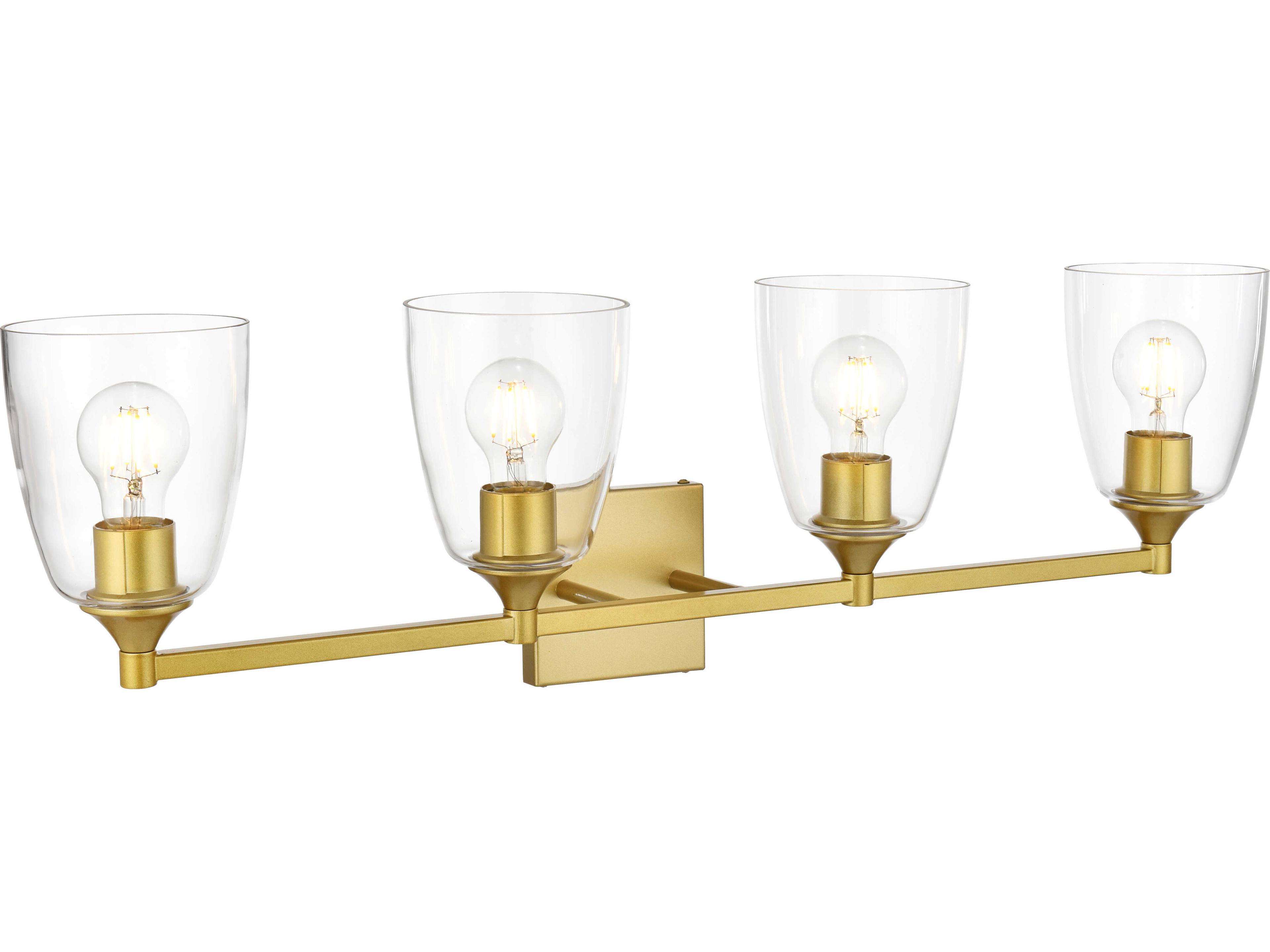 Elegant Lighting Gianni 4-Light Brass Glass Vanity Light