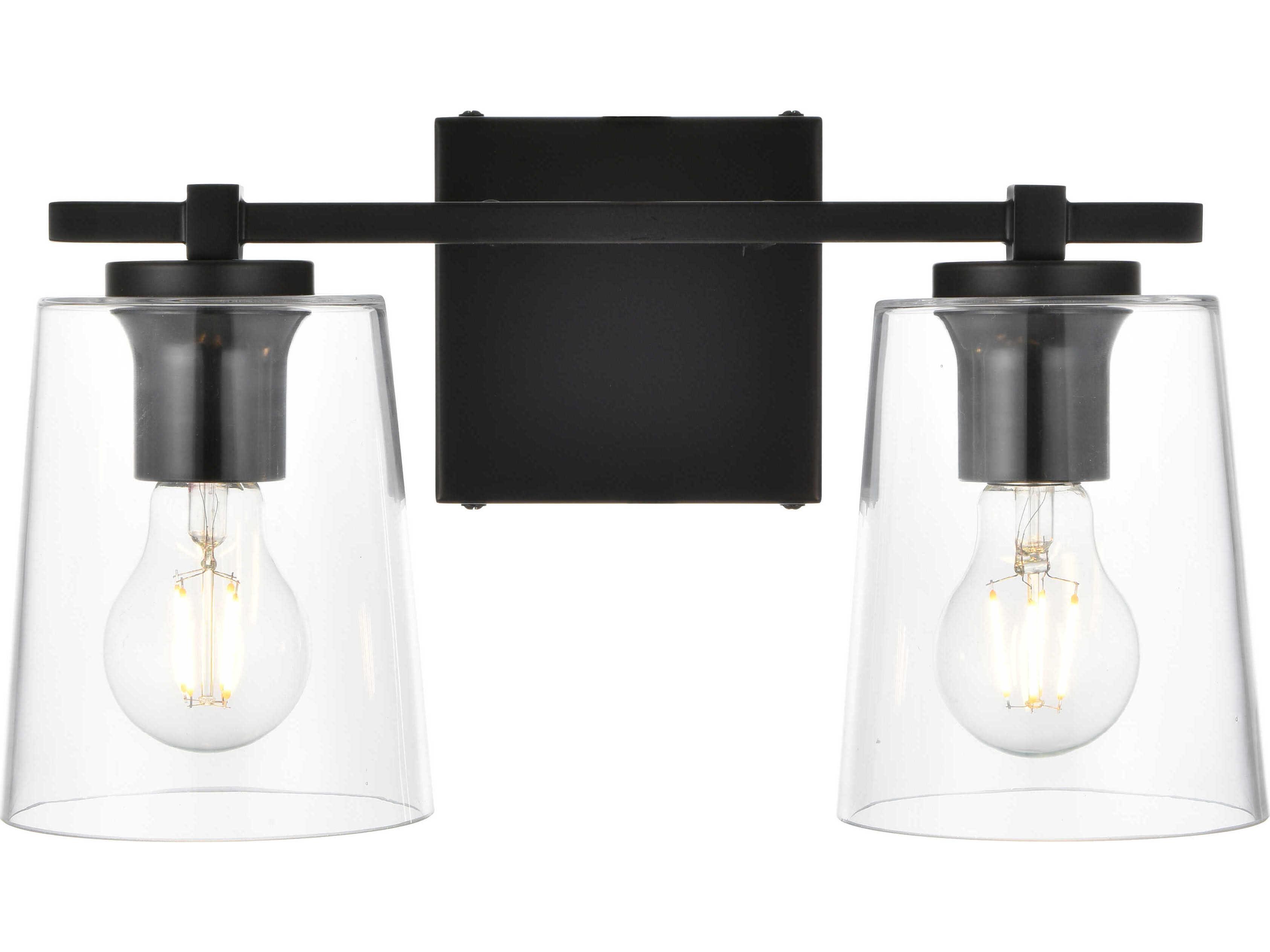 Elegant Lighting Kacey 2-Light Black Glass Vanity Light