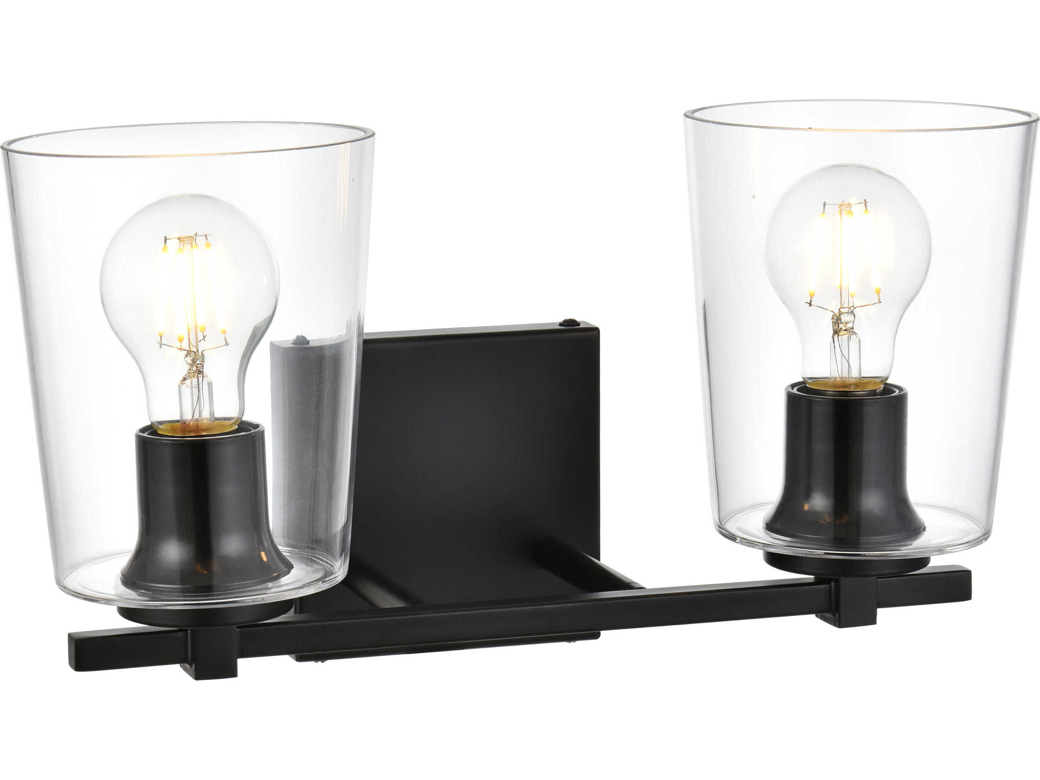 Elegant Lighting Kacey 2-Light Black Glass Vanity Light