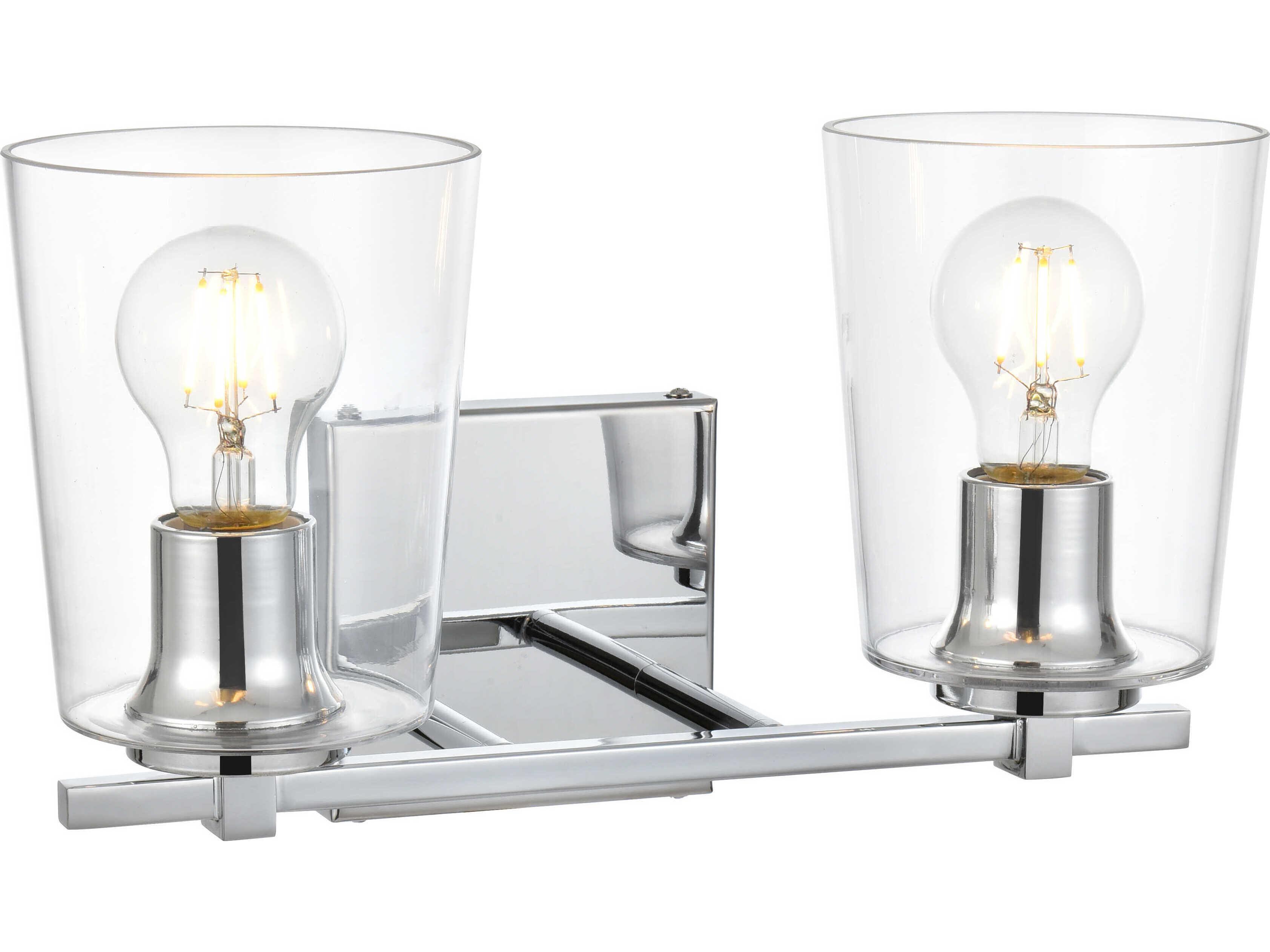 Elegant Lighting Kacey 2-Light Chrome Glass Vanity Light