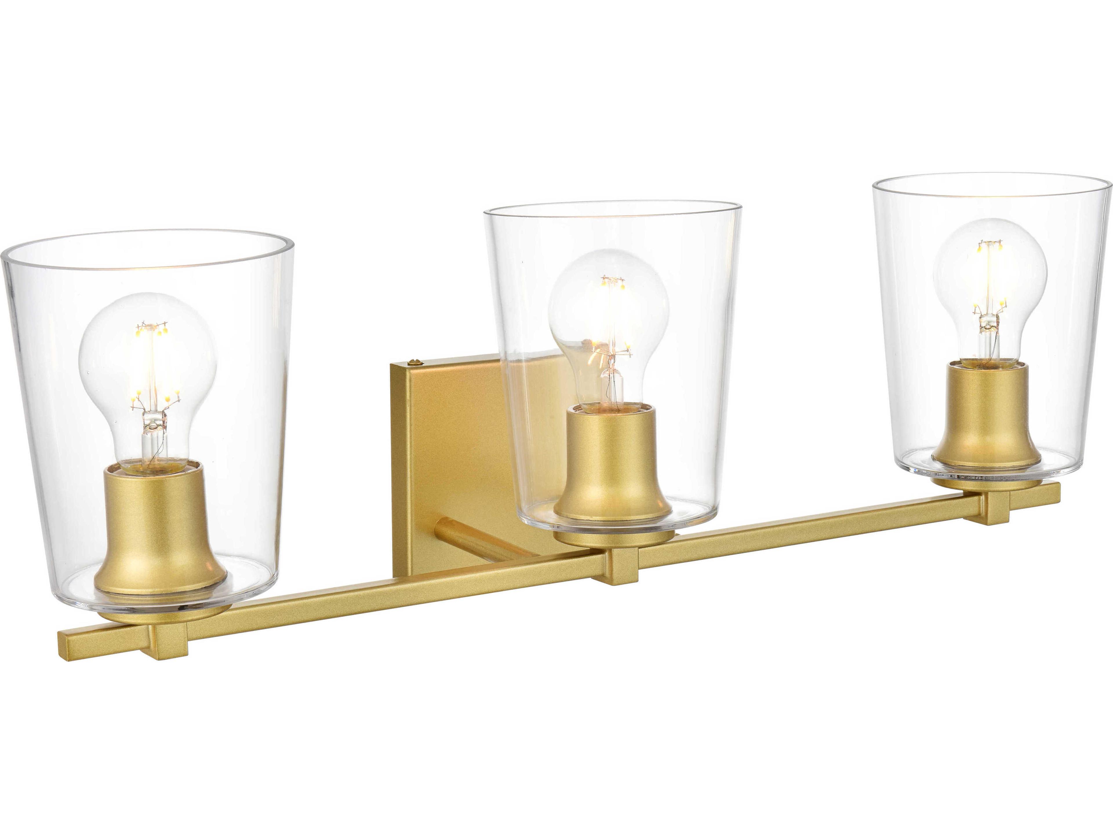 Elegant Lighting Kacey 3-Light Brass Glass Vanity Light