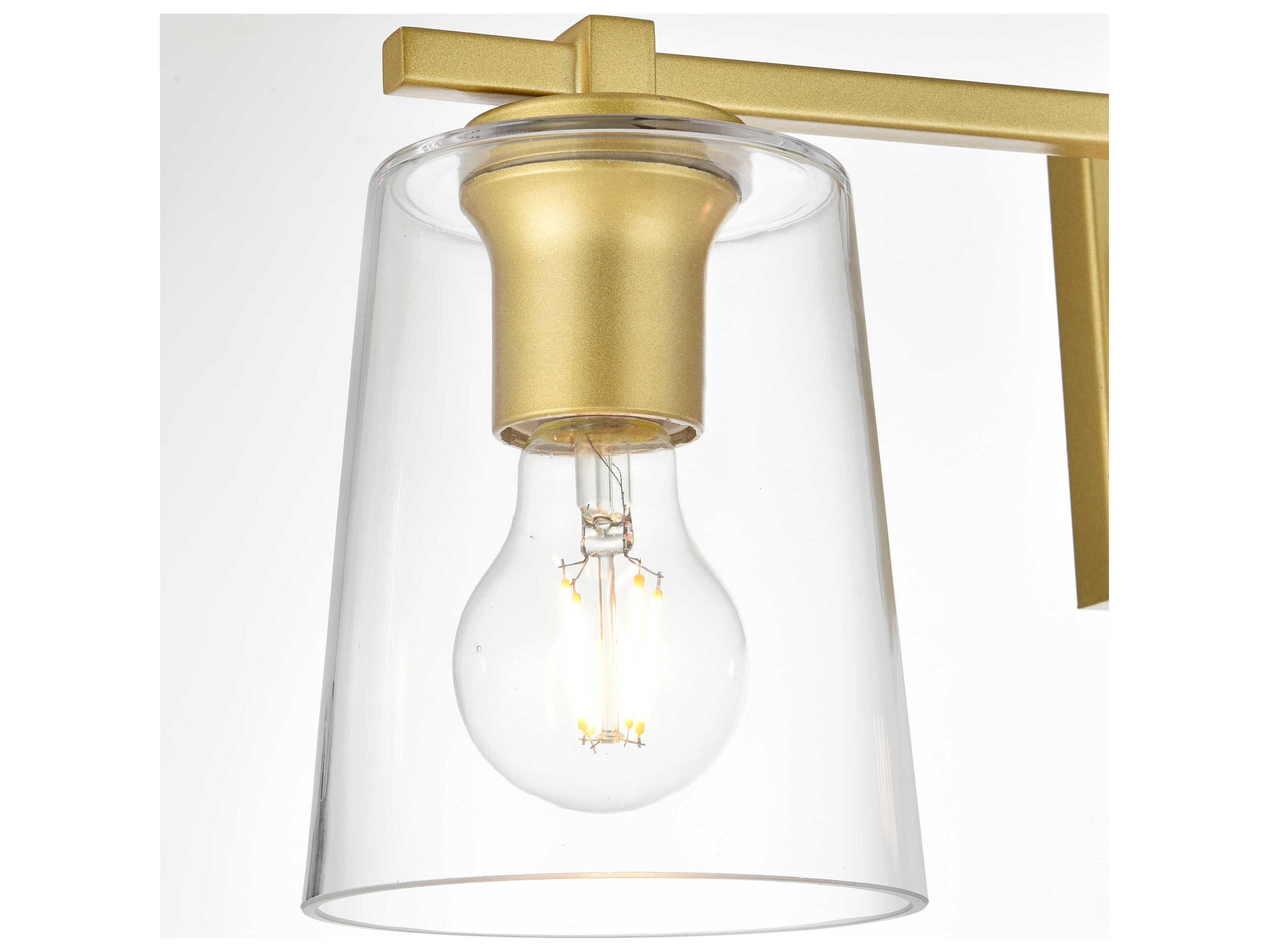 Elegant Lighting Kacey 3-Light Brass Glass Vanity Light