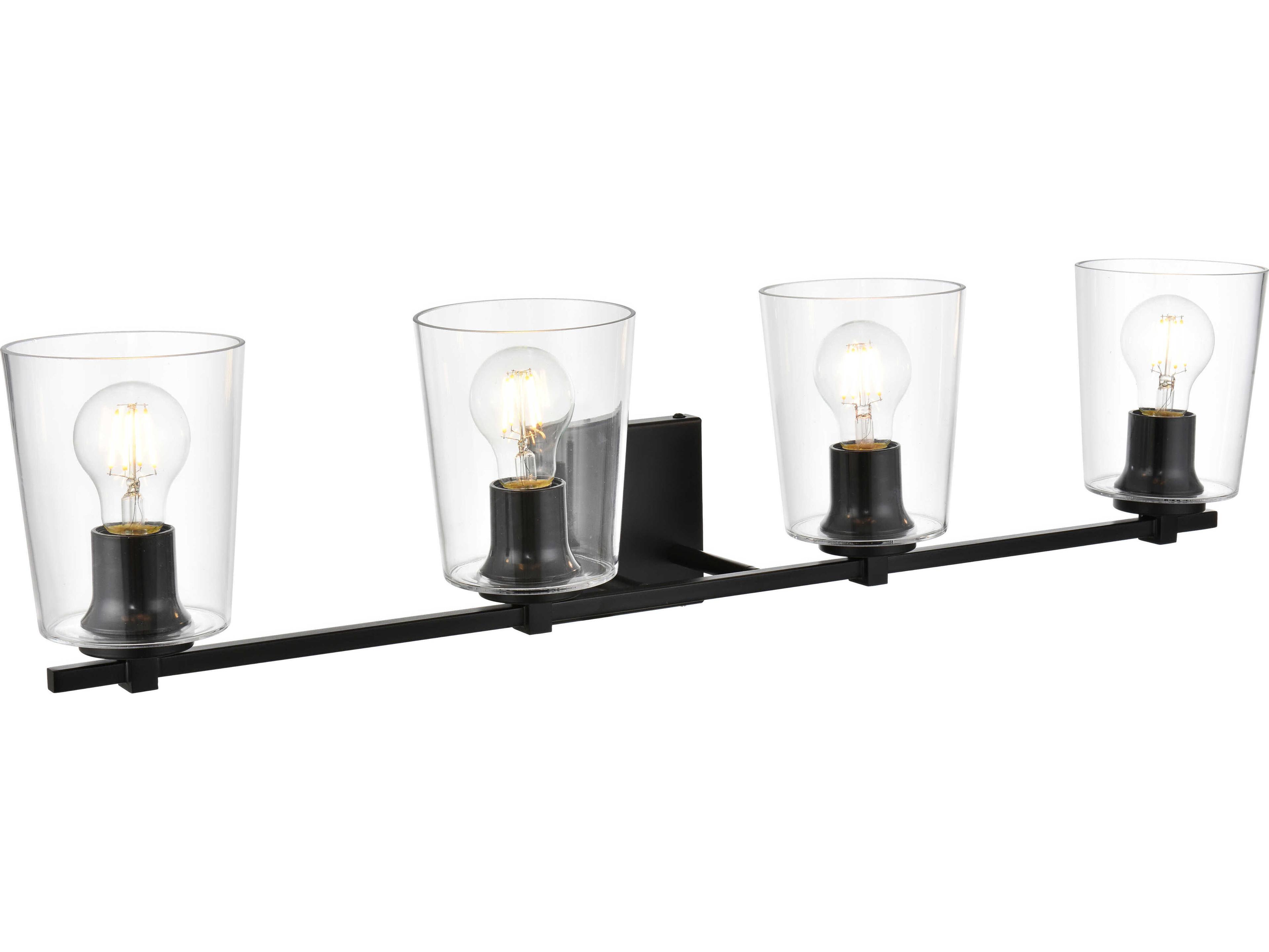 Elegant Lighting Kacey 4-Light Black Glass Vanity Light