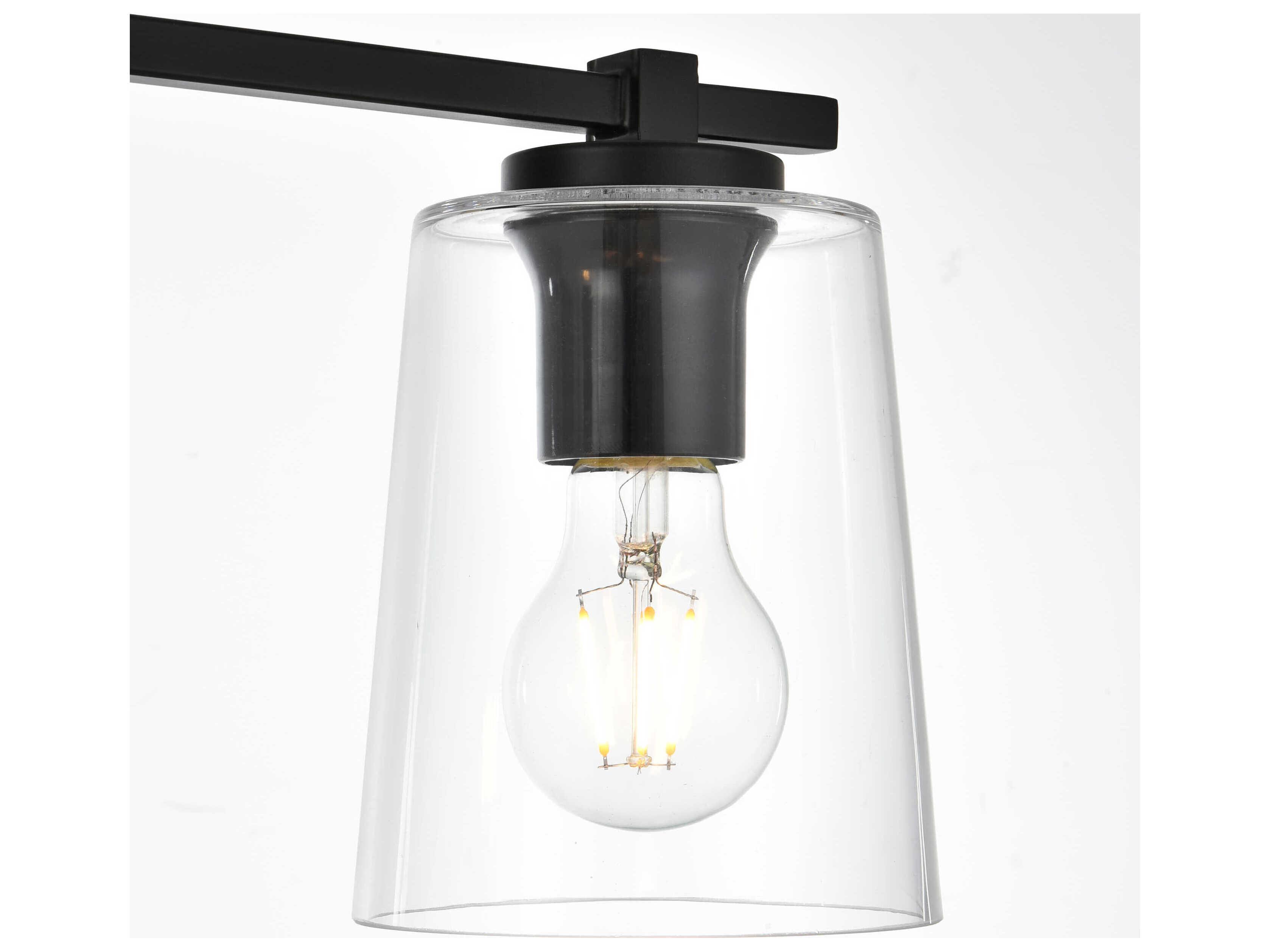 Elegant Lighting Kacey 4-Light Black Glass Vanity Light