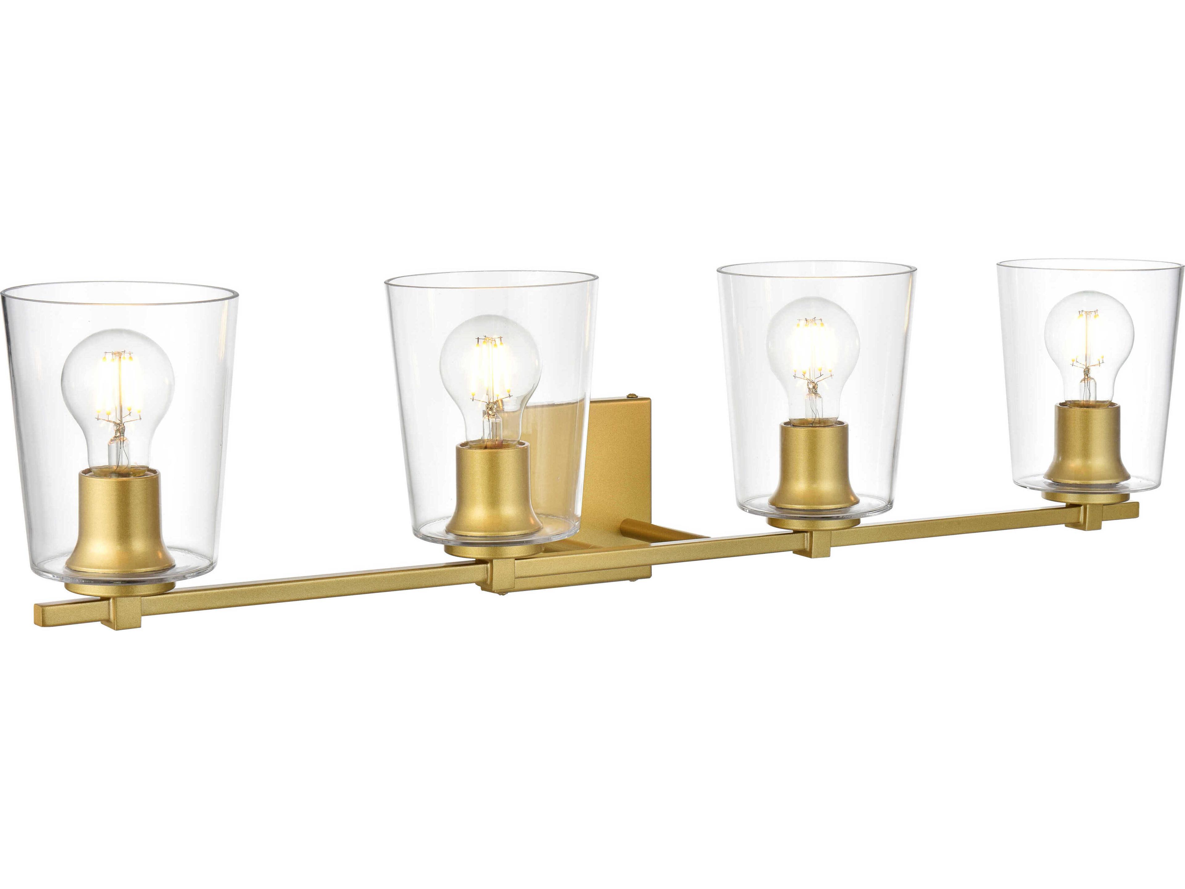Elegant Lighting Kacey 4-Light Brass Glass Vanity Light