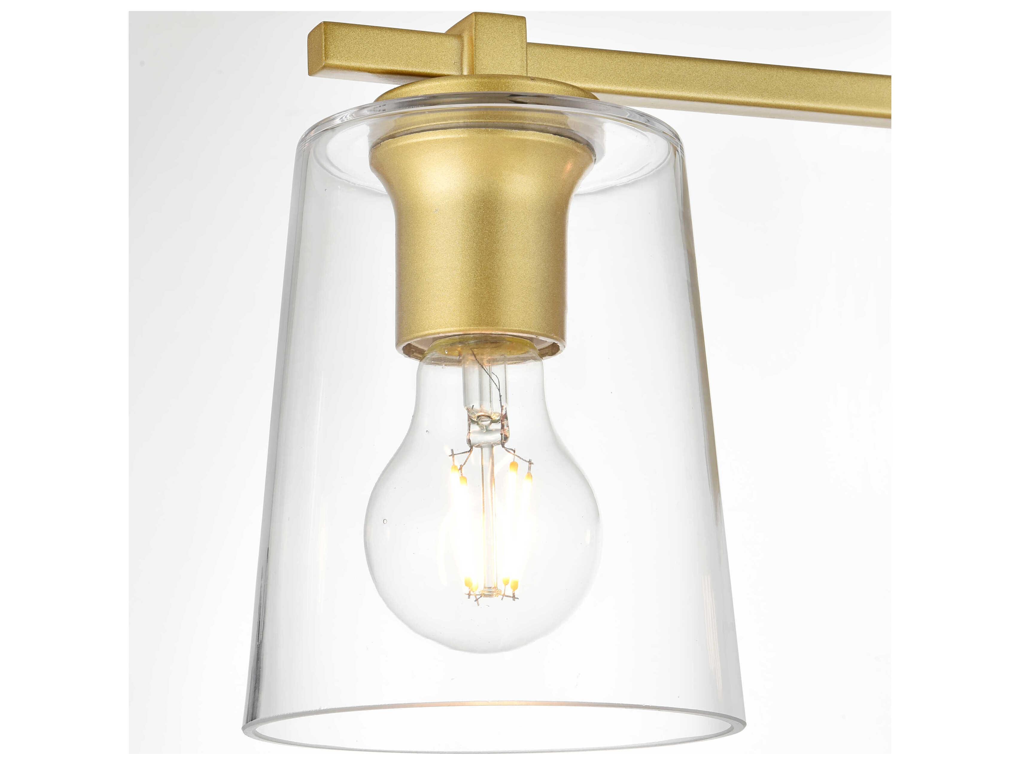 Elegant Lighting Kacey 4-Light Brass Glass Vanity Light