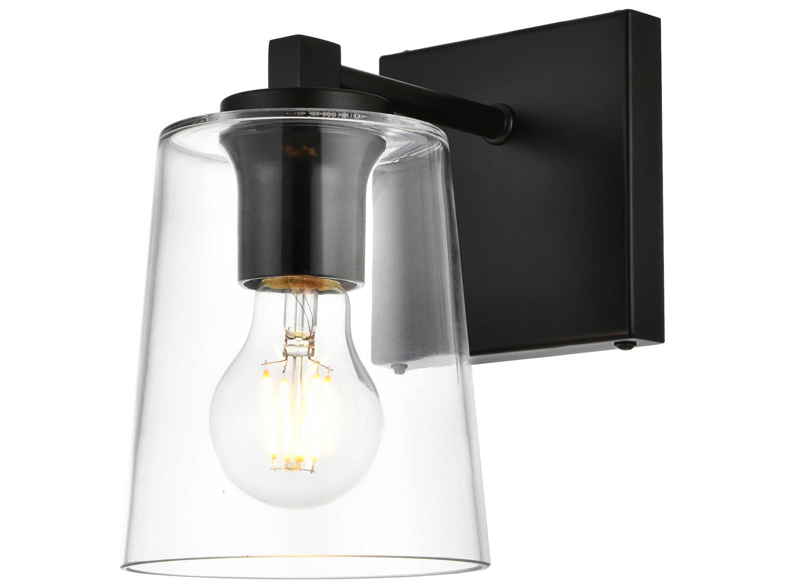 Elegant Lighting Kacey 1-Light Black Glass Wall Sconce