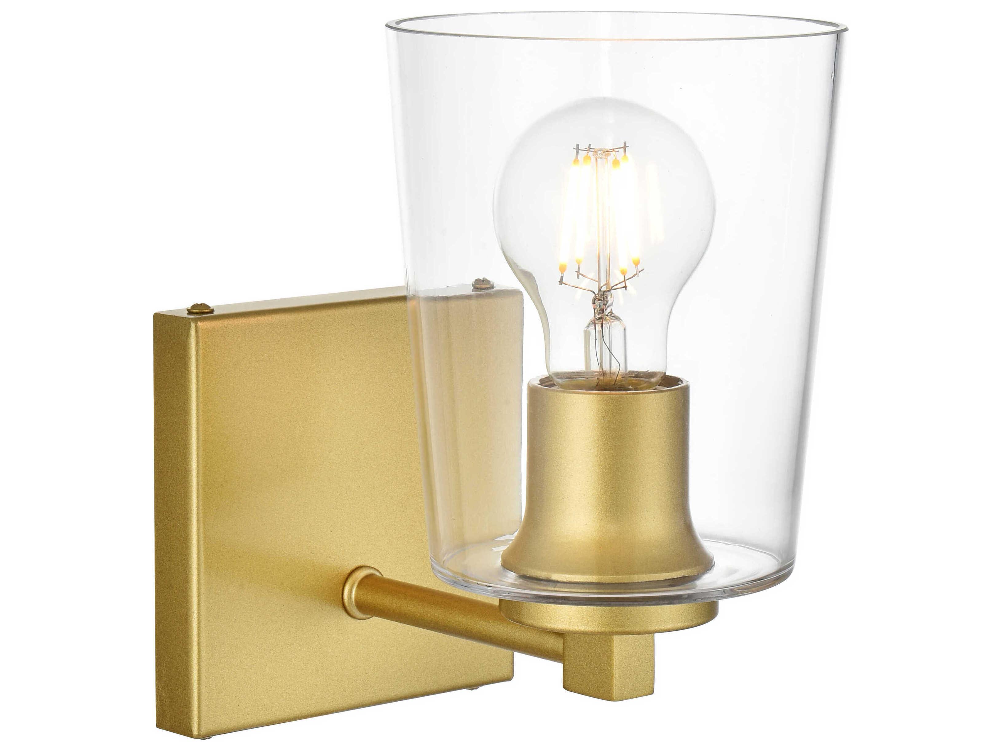 Elegant Lighting Kacey 1-Light Brass Glass Wall Sconce