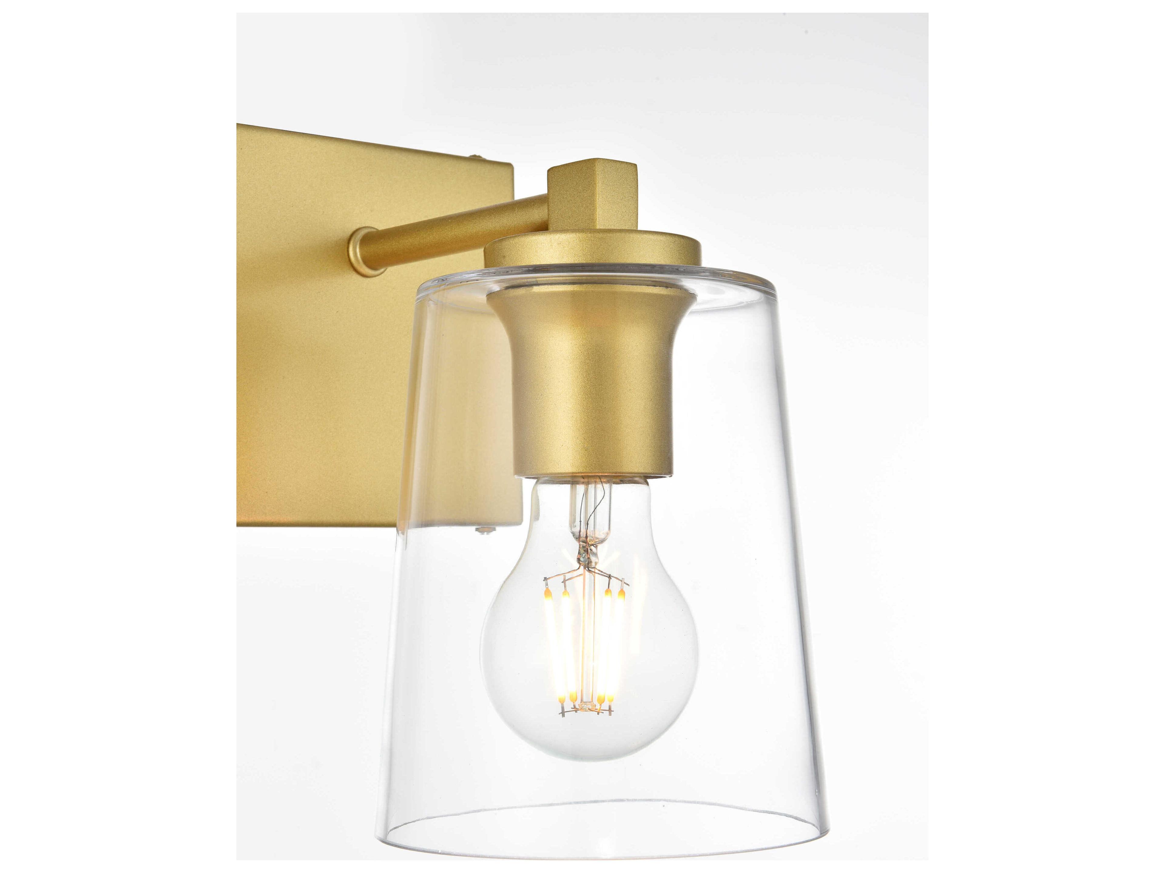 Elegant Lighting Kacey 1-Light Brass Glass Wall Sconce