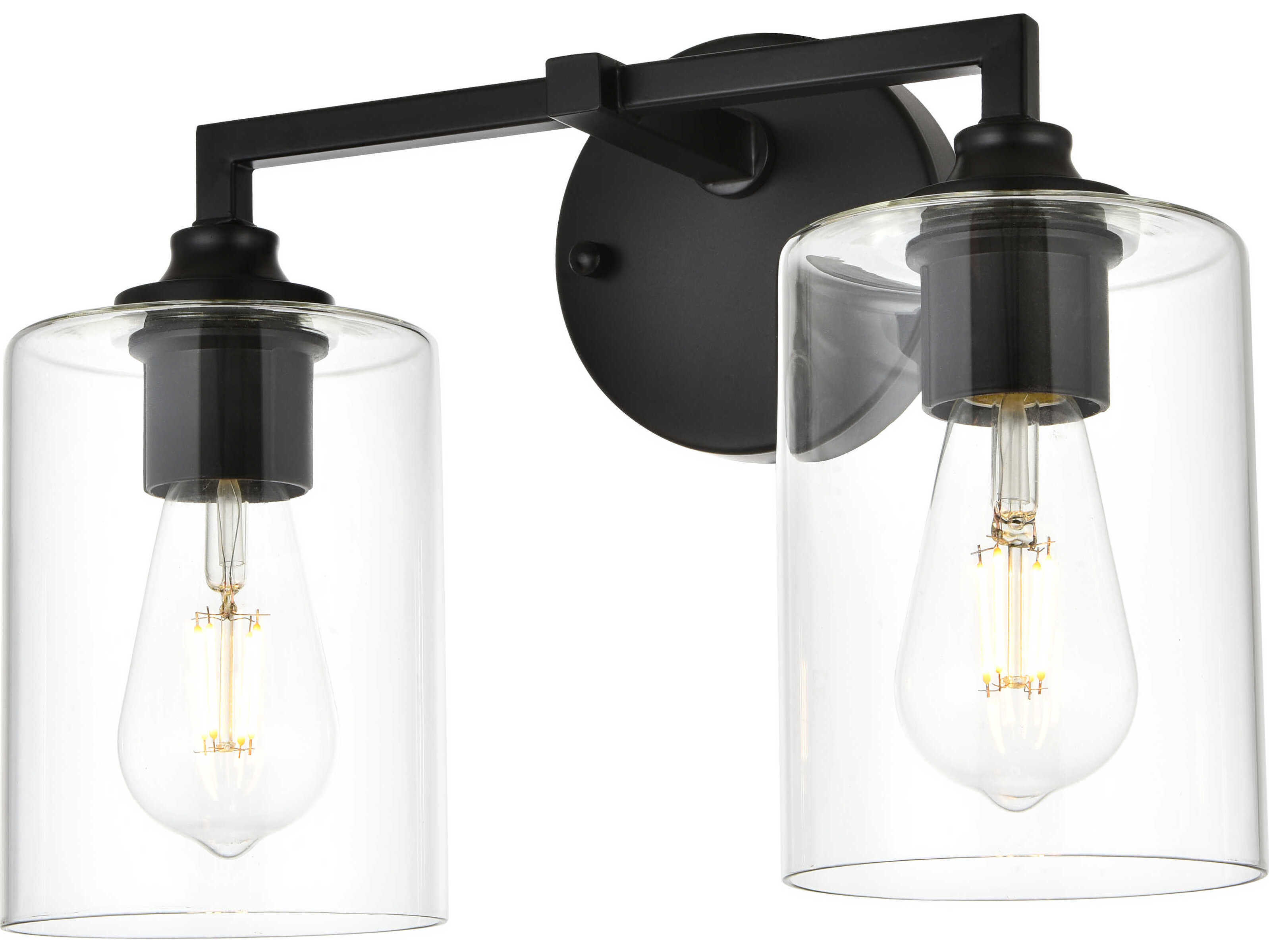 Elegant Lighting Mayson 2-Light Black Glass Vanity Light