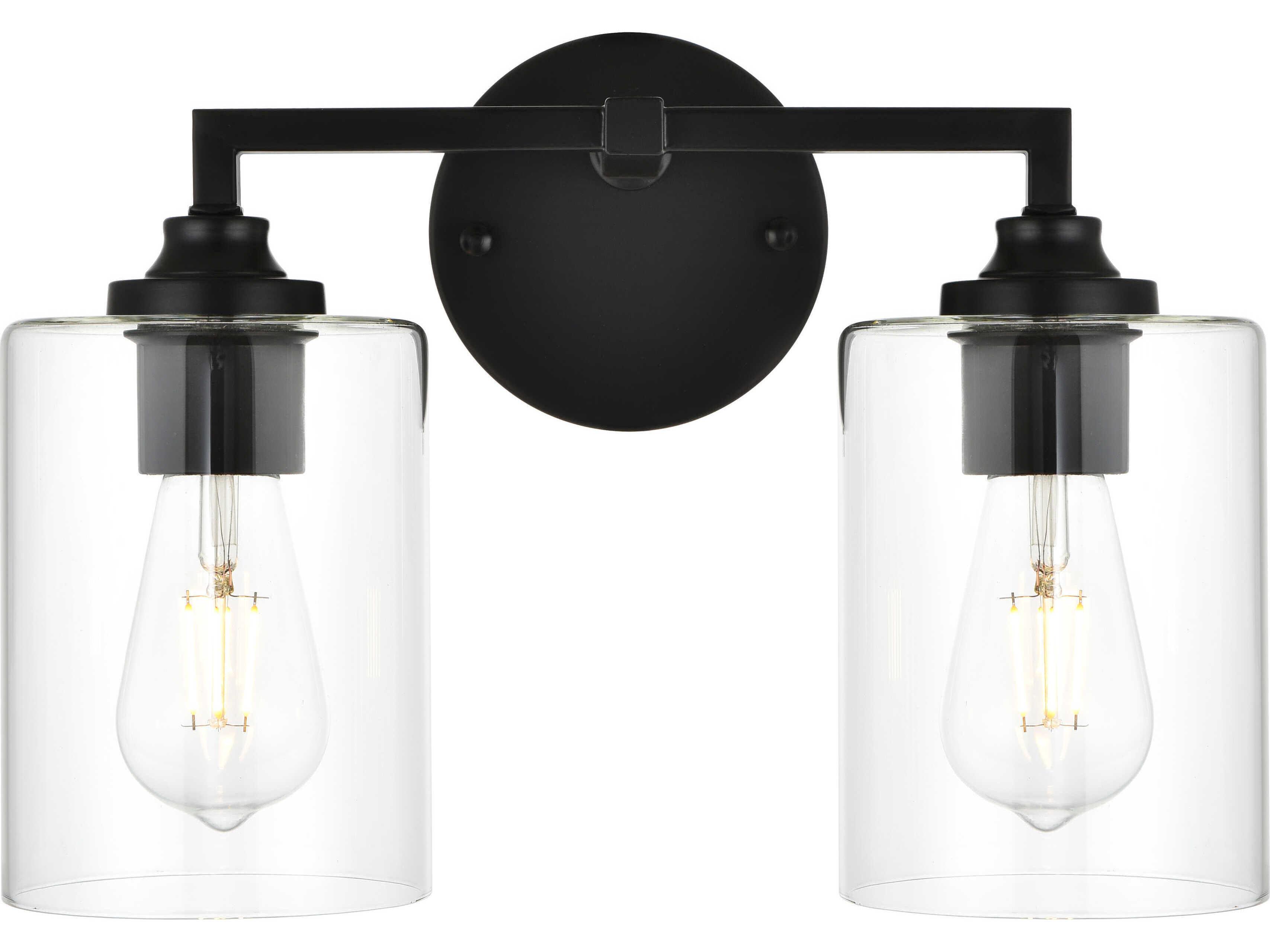 Elegant Lighting Mayson 2-Light Black Glass Vanity Light