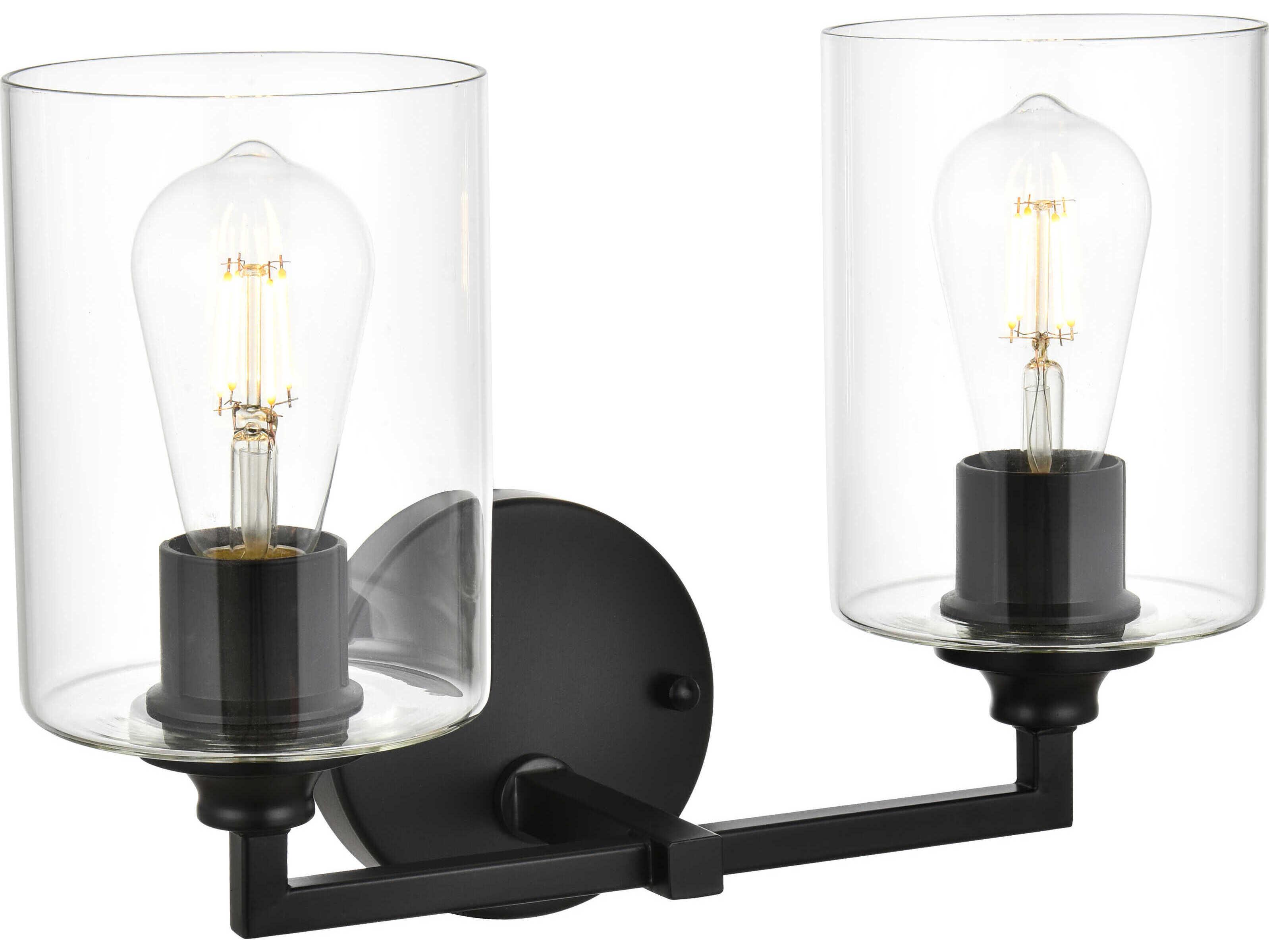 Elegant Lighting Mayson 2-Light Black Glass Vanity Light