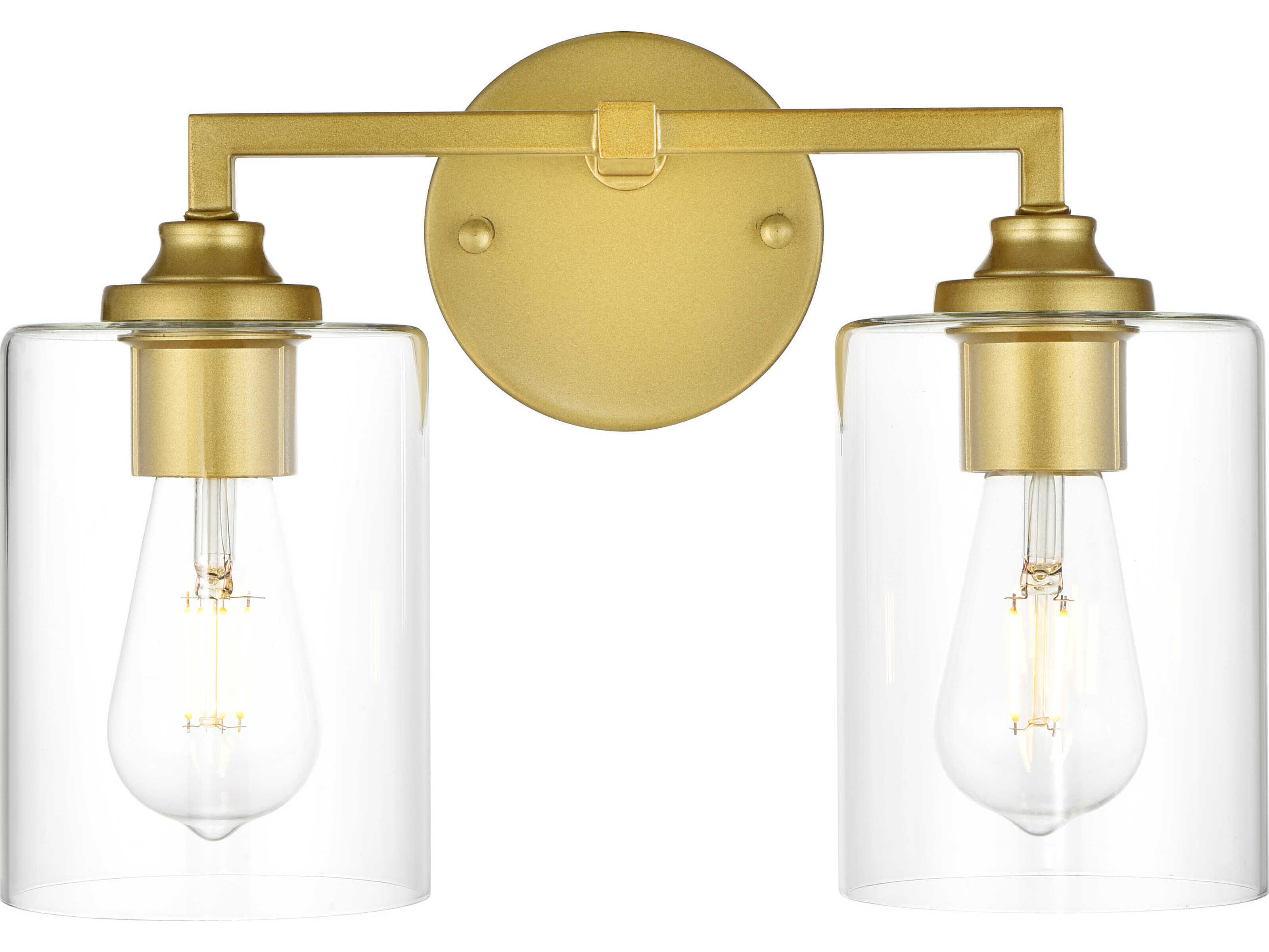 Elegant Lighting Mayson 2-Light Brass Glass Vanity Light