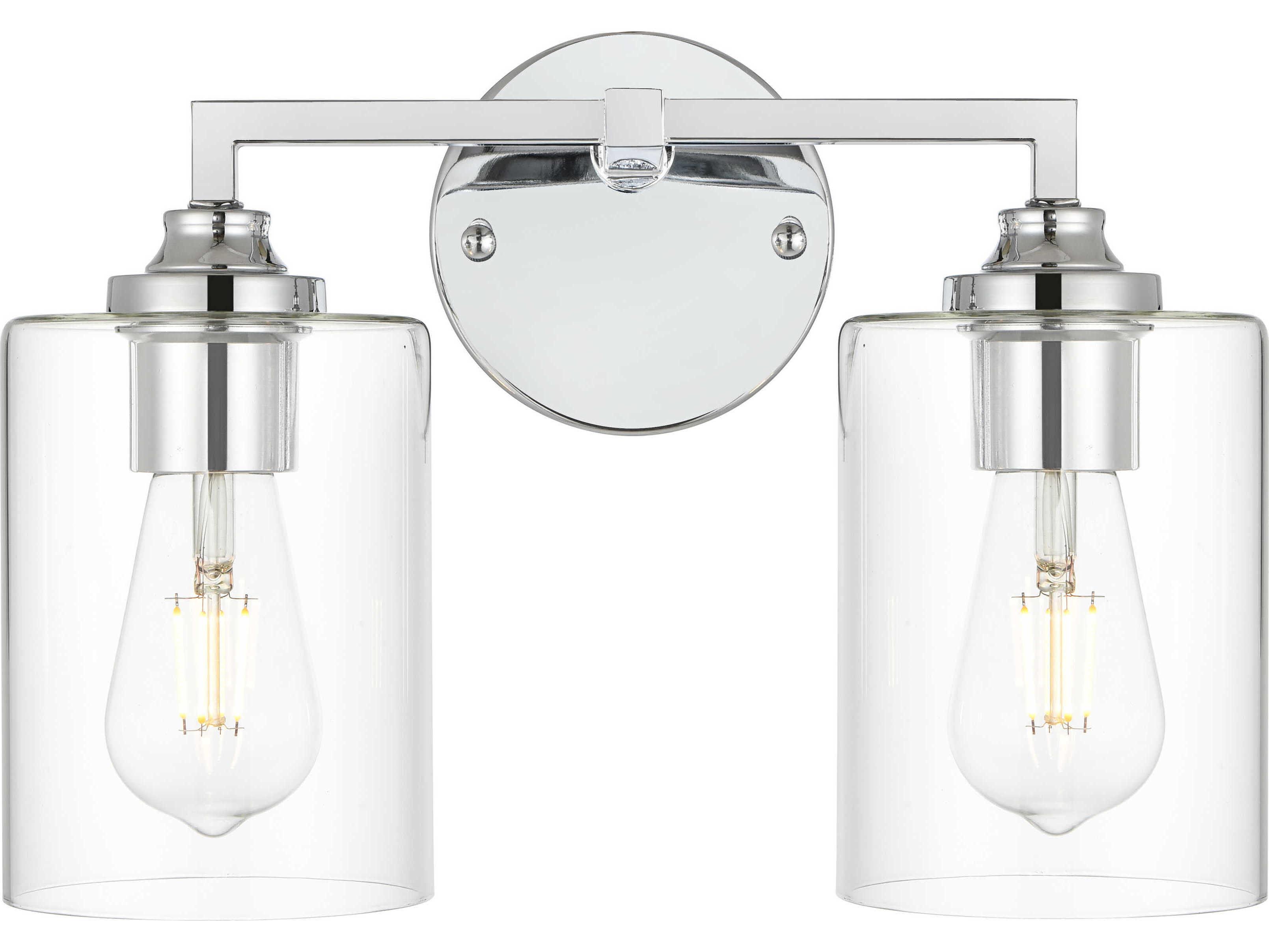 Elegant Lighting Mayson 2-Light Chrome Glass Vanity Light