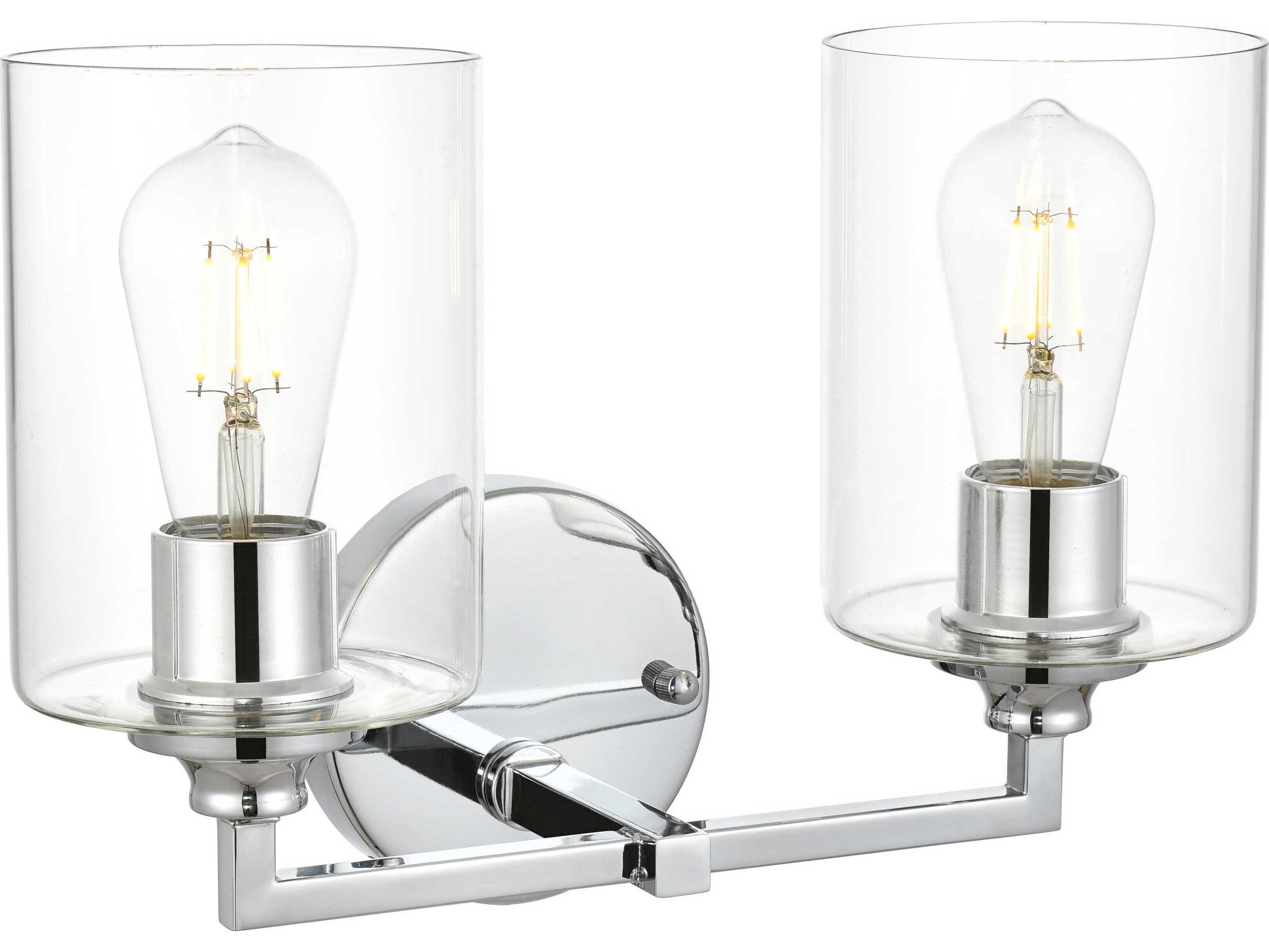 Elegant Lighting Mayson 2-Light Chrome Glass Vanity Light