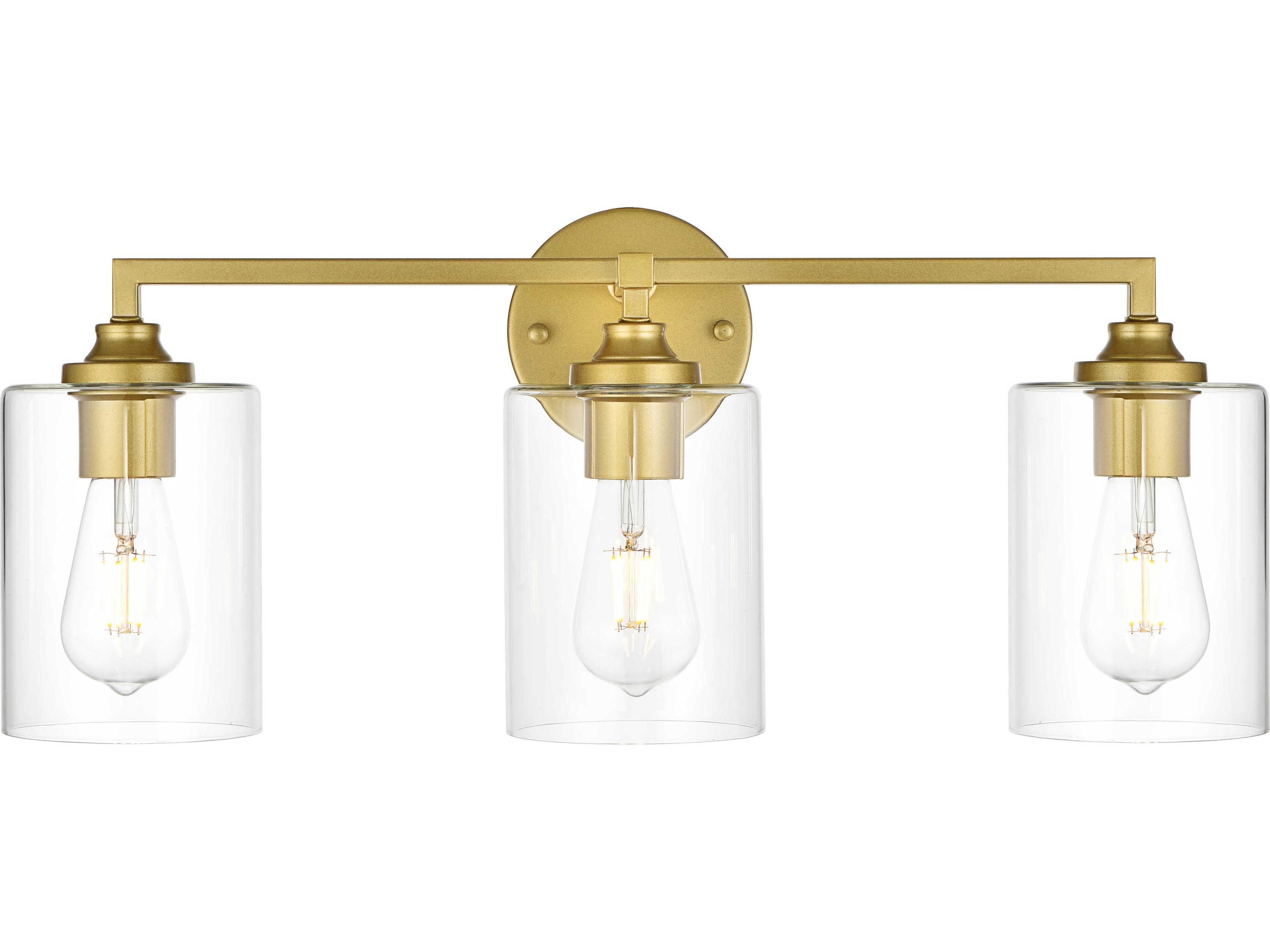 Elegant Lighting Mayson 3-Light Brass Glass Vanity Light