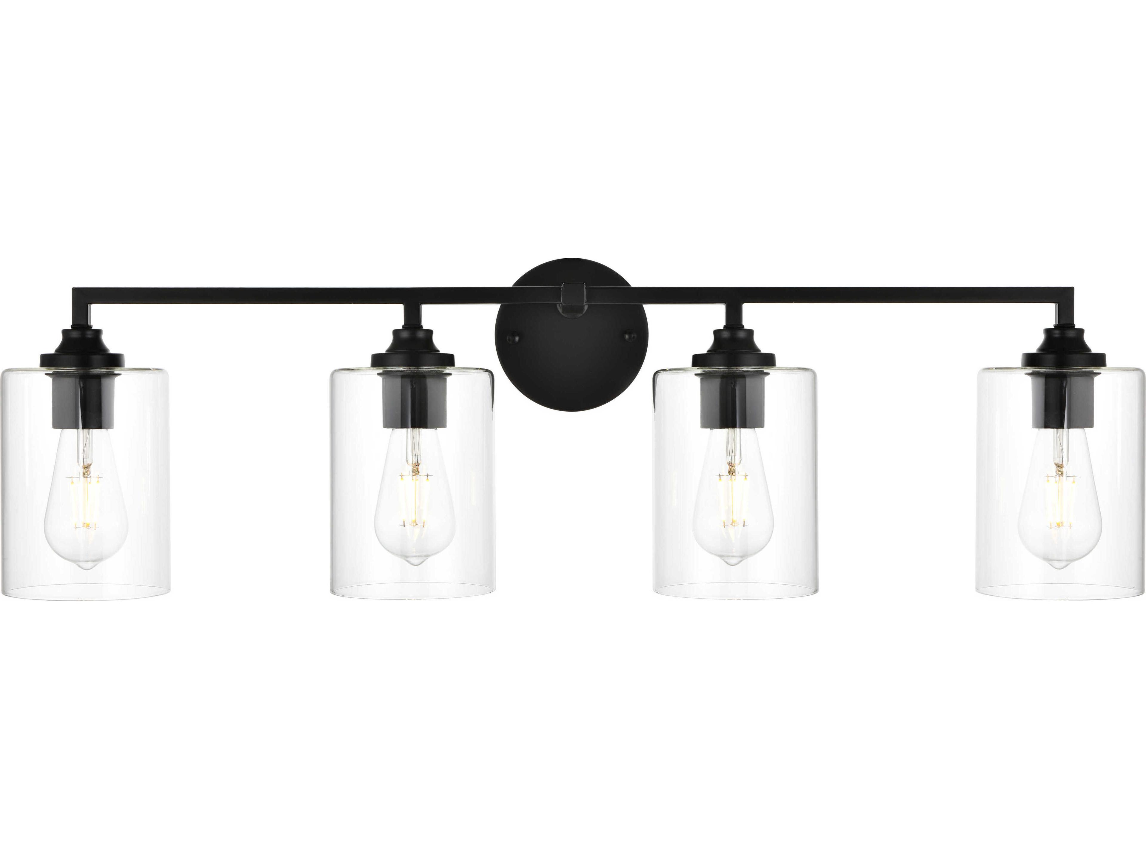 Elegant Lighting Mayson 4-Light Black Glass Vanity Light