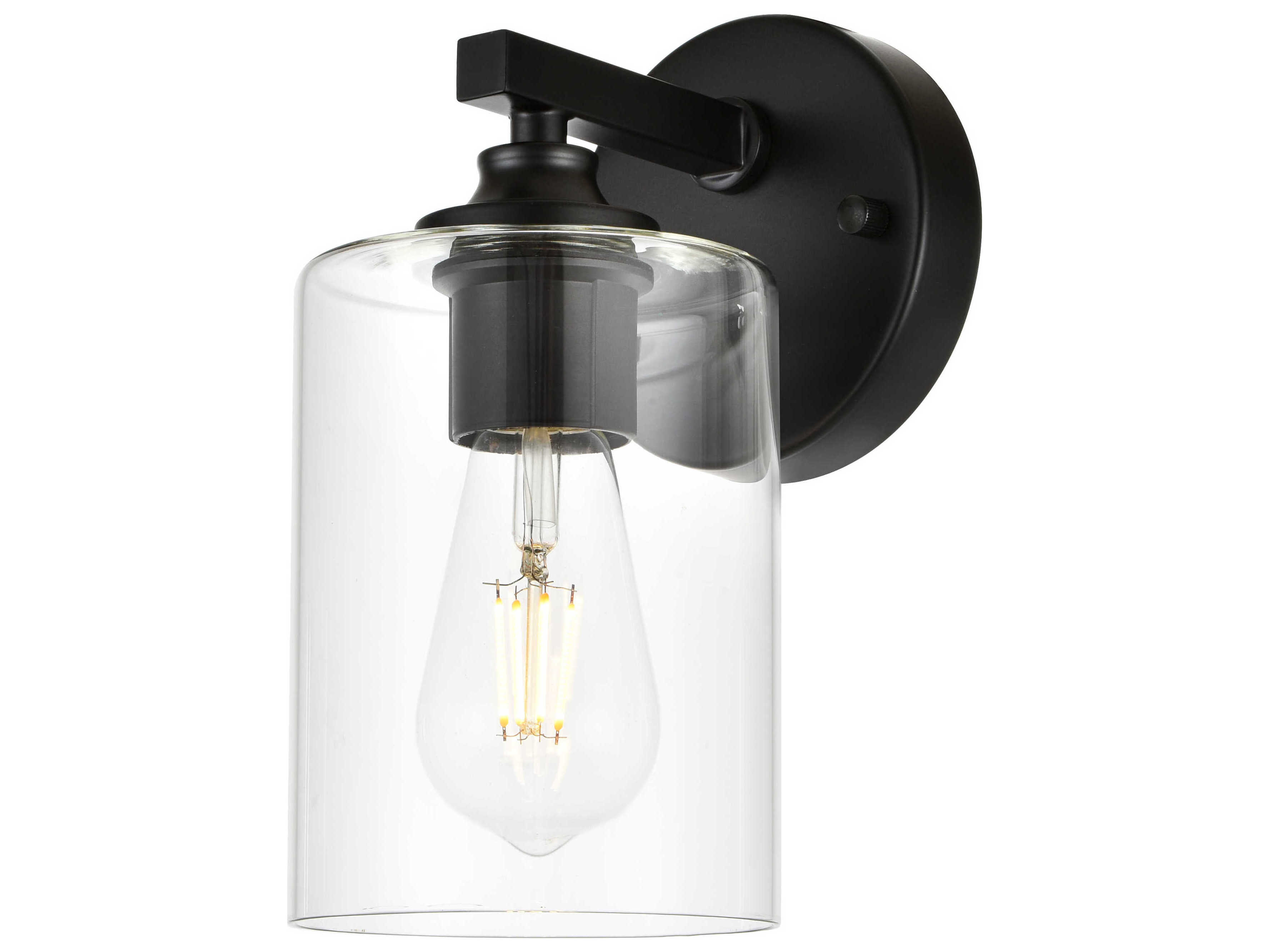 Elegant Lighting Mayson 1-Light Black Glass Wall Sconce