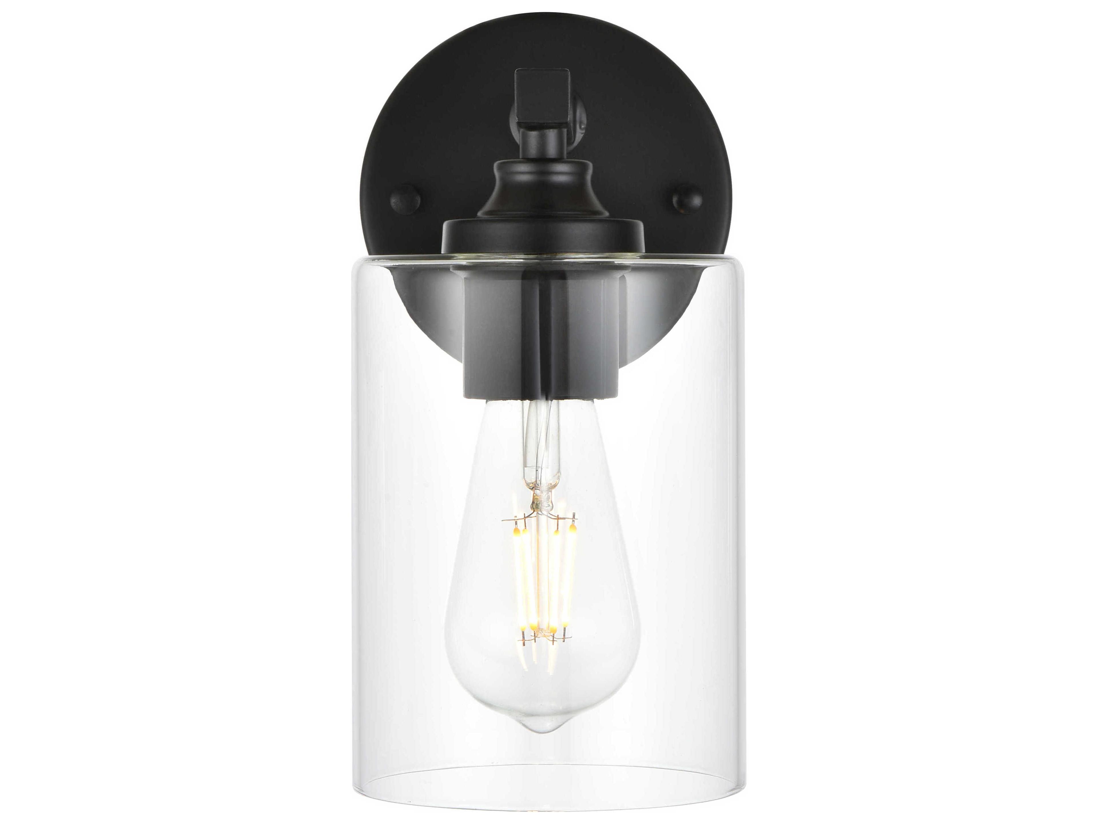 Elegant Lighting Mayson 1-Light Black Glass Wall Sconce