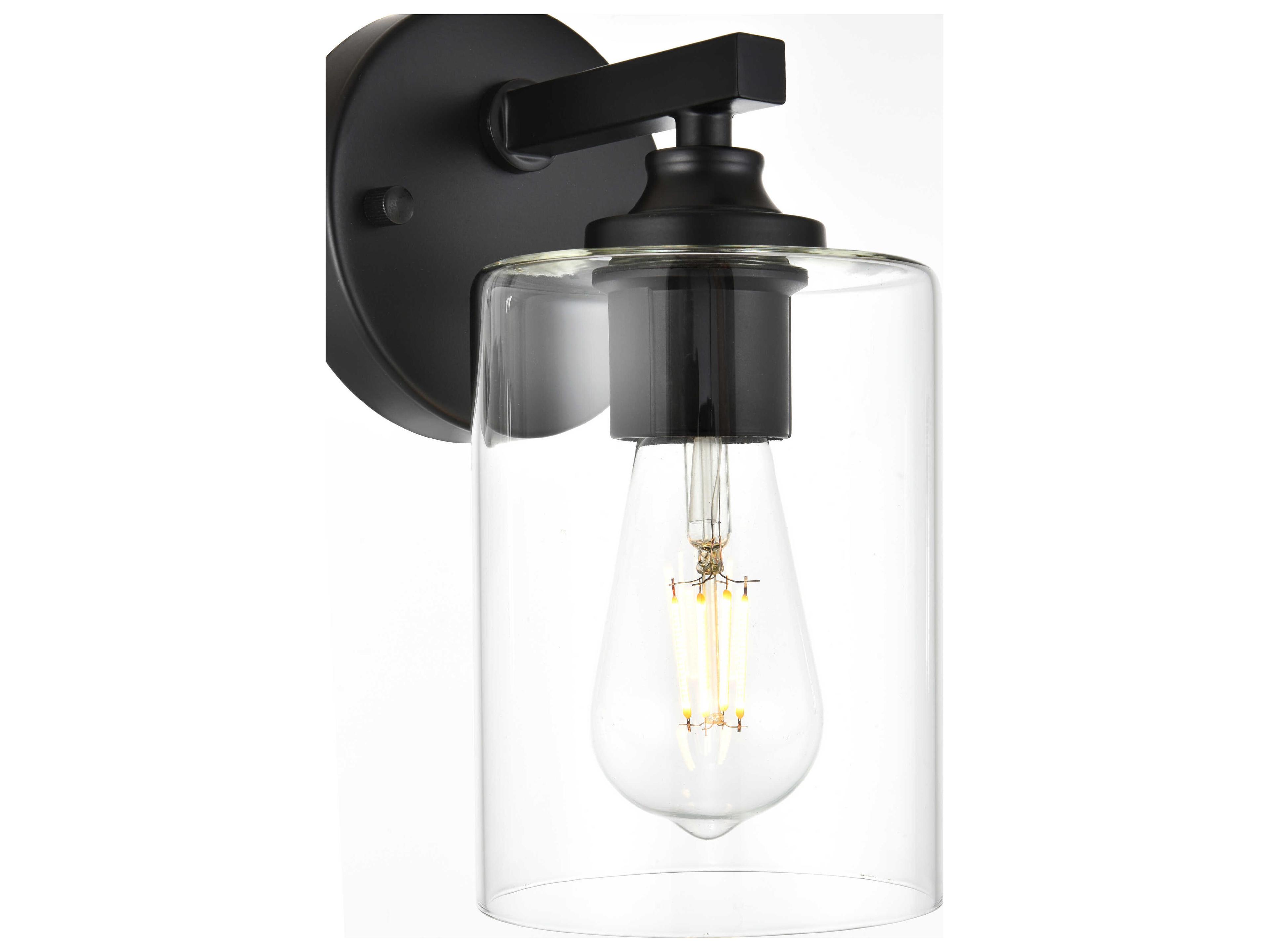 Elegant Lighting Mayson 1-Light Black Glass Wall Sconce