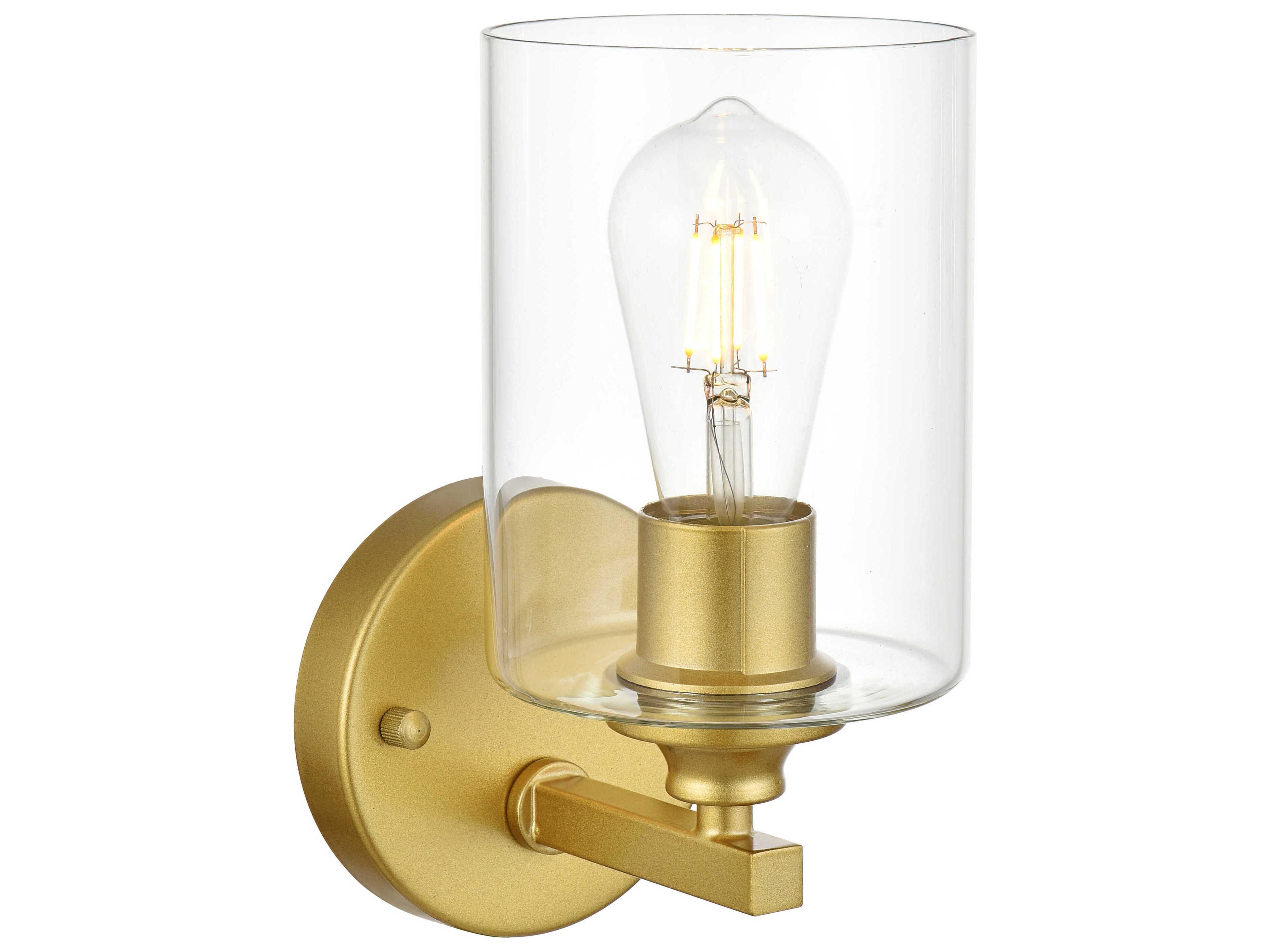 Elegant Lighting Mayson 1-Light Brass Glass Wall Sconce