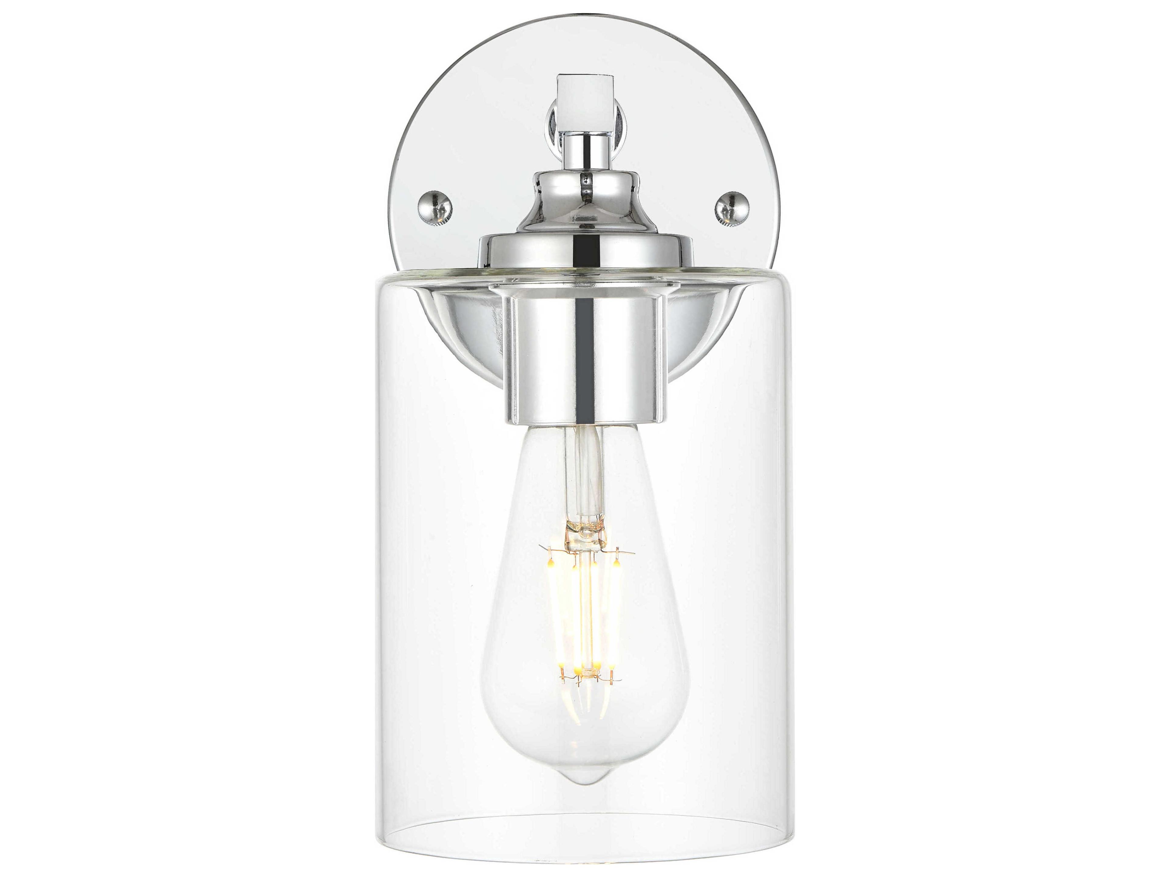 Elegant Lighting Mayson 1-Light Chrome Glass Wall Sconce