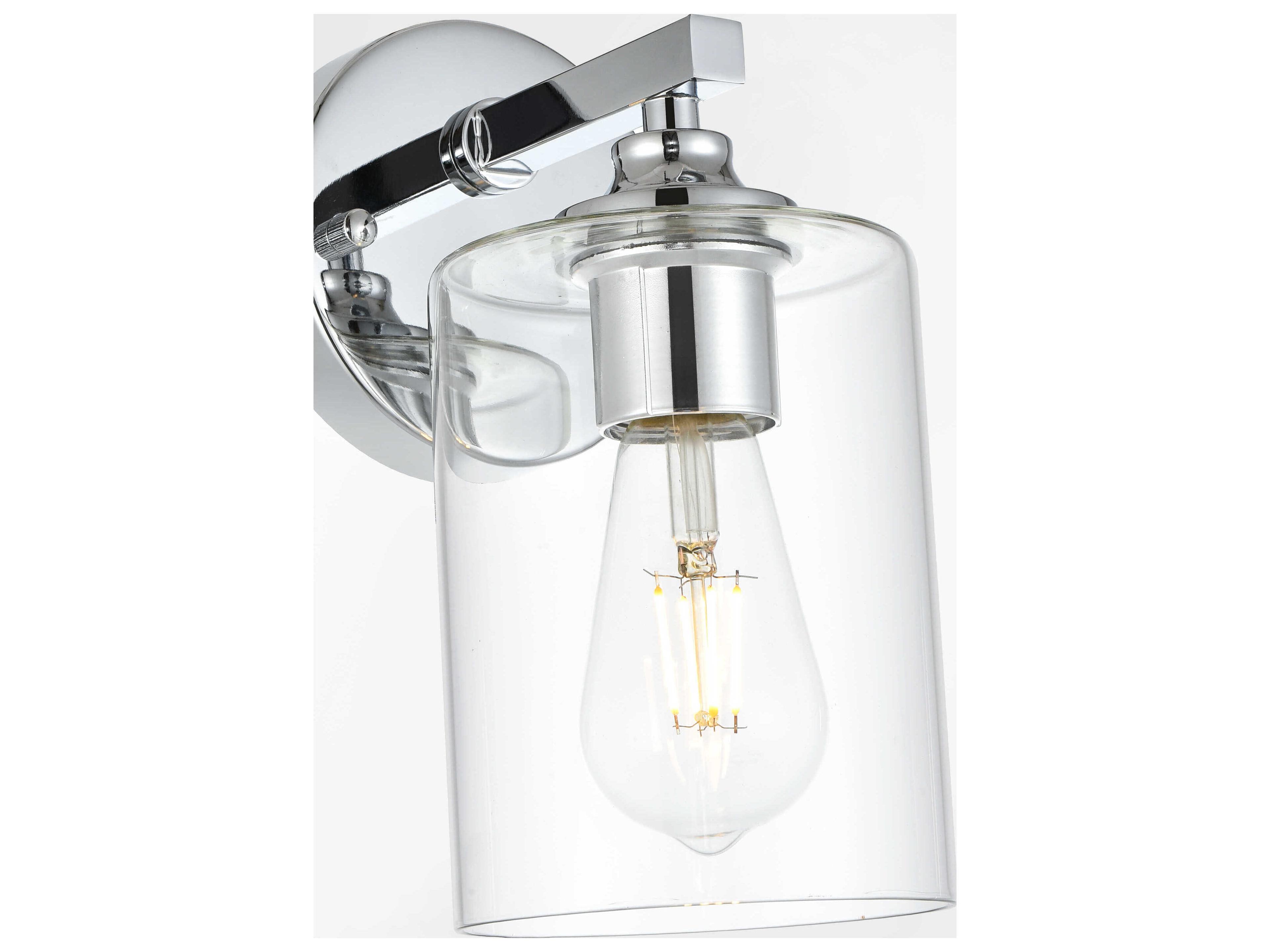 Elegant Lighting Mayson 1-Light Chrome Glass Wall Sconce