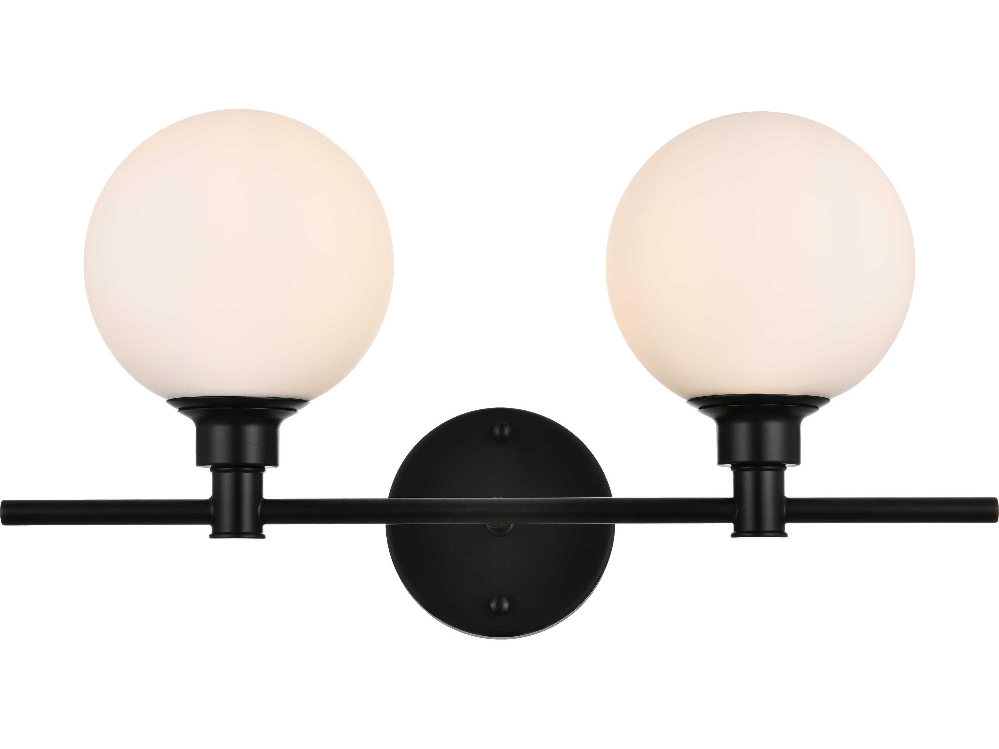 Elegant Lighting Cordelia 2-Light Black Glass Vanity Light