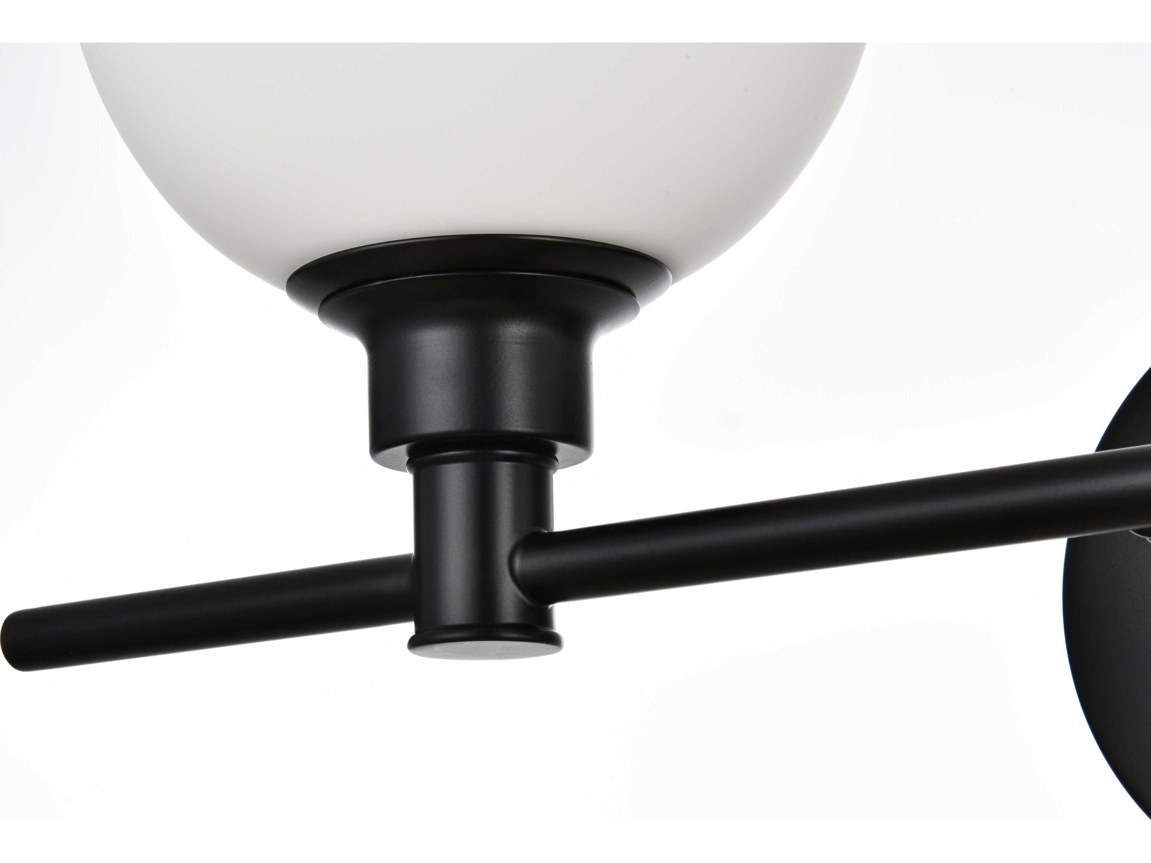 Elegant Lighting Cordelia 2-Light Black Glass Vanity Light