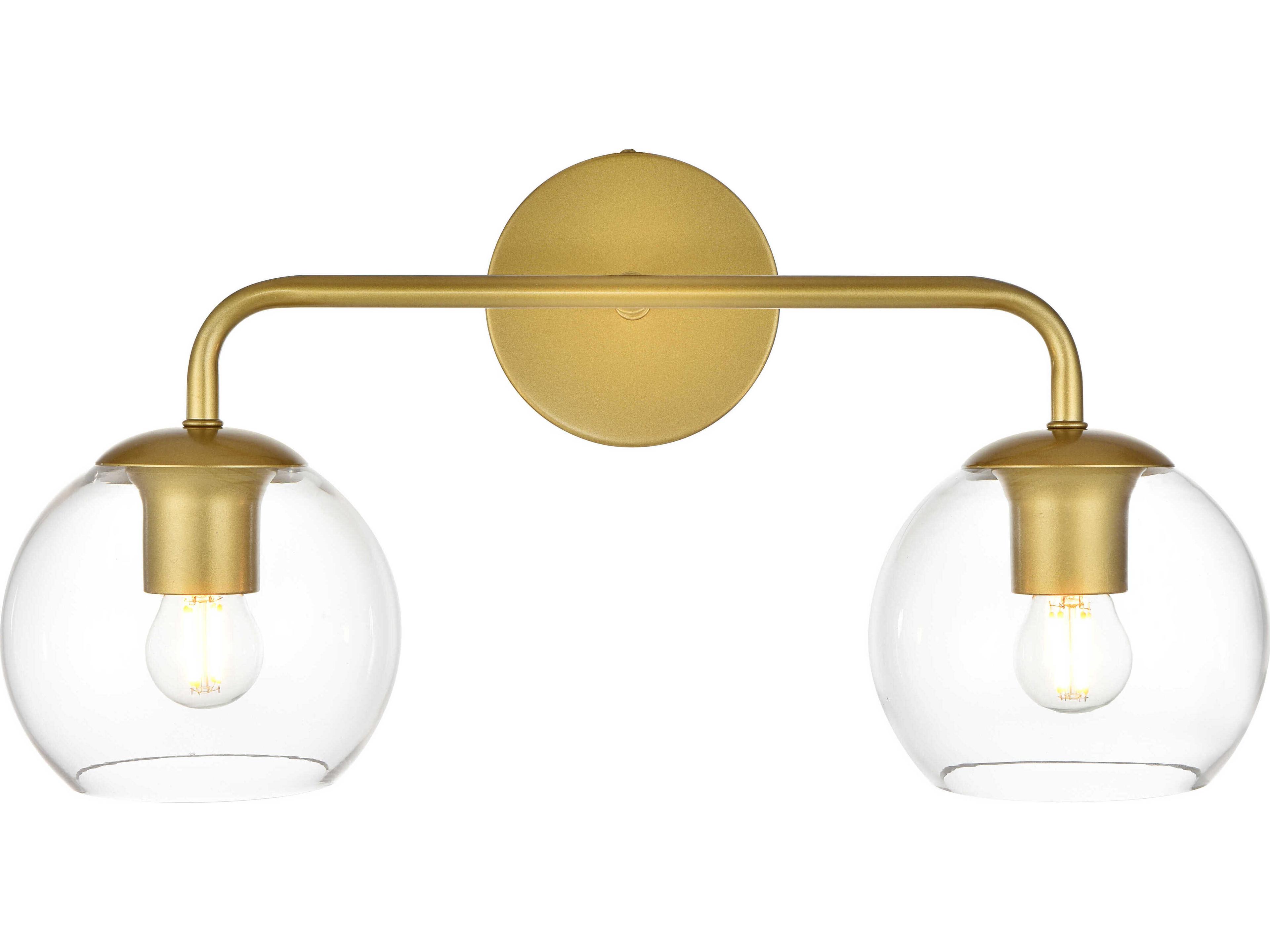 Elegant Lighting Genesis 2-Light Brass Glass Vanity Light