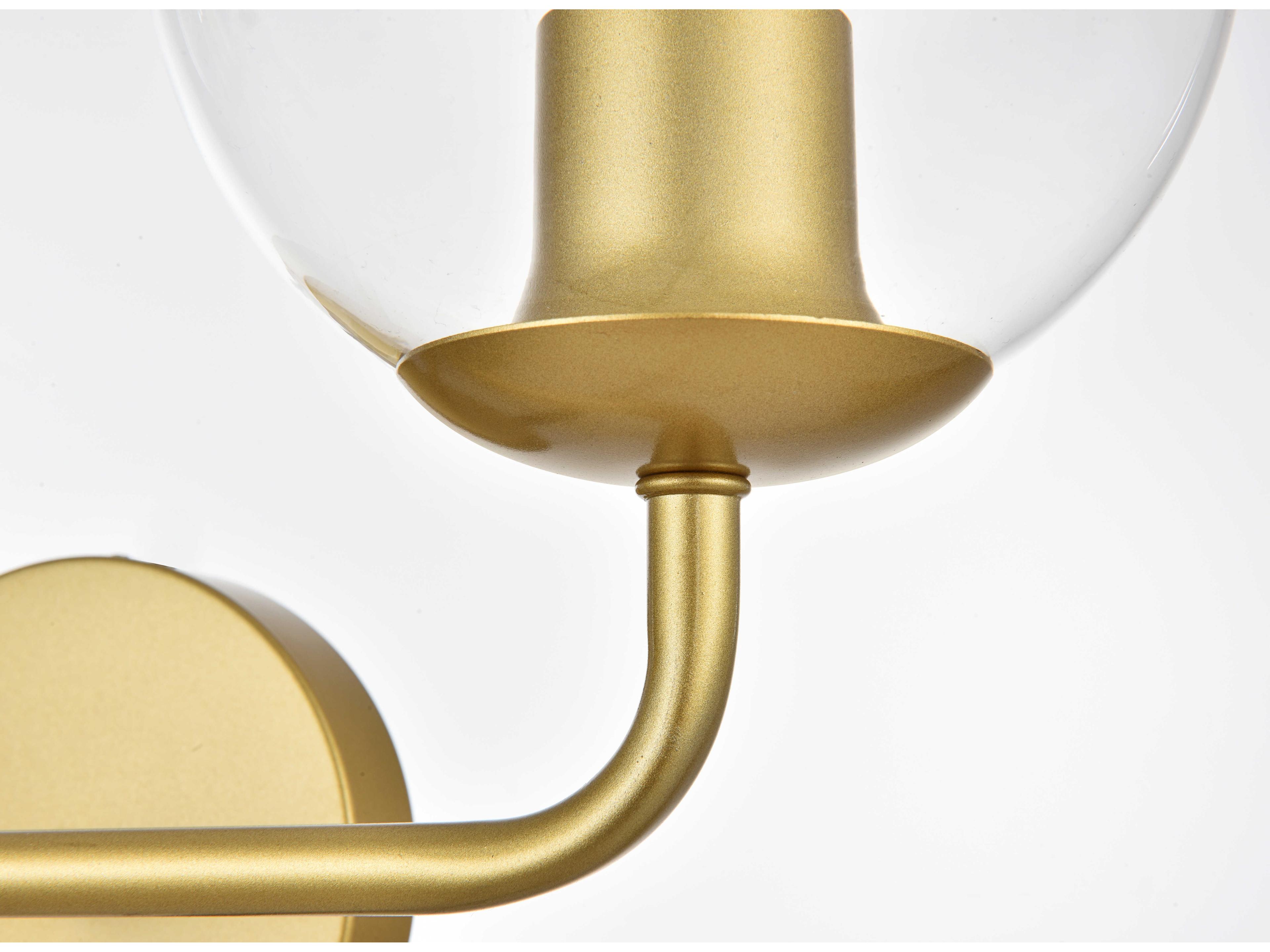 Elegant Lighting Genesis 2-Light Brass Glass Vanity Light