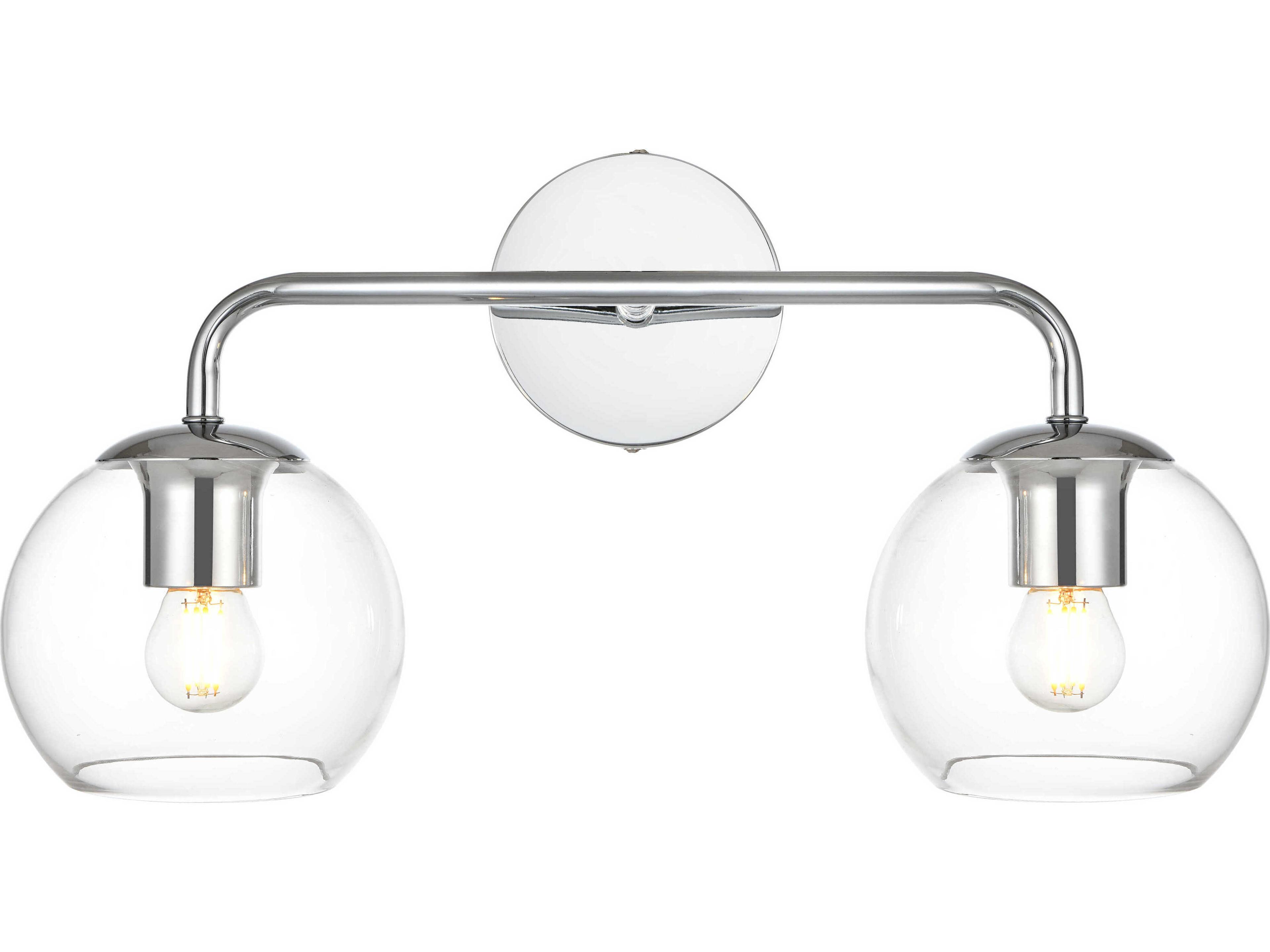 Elegant Lighting Genesis 2-Light Chrome Glass Vanity Light