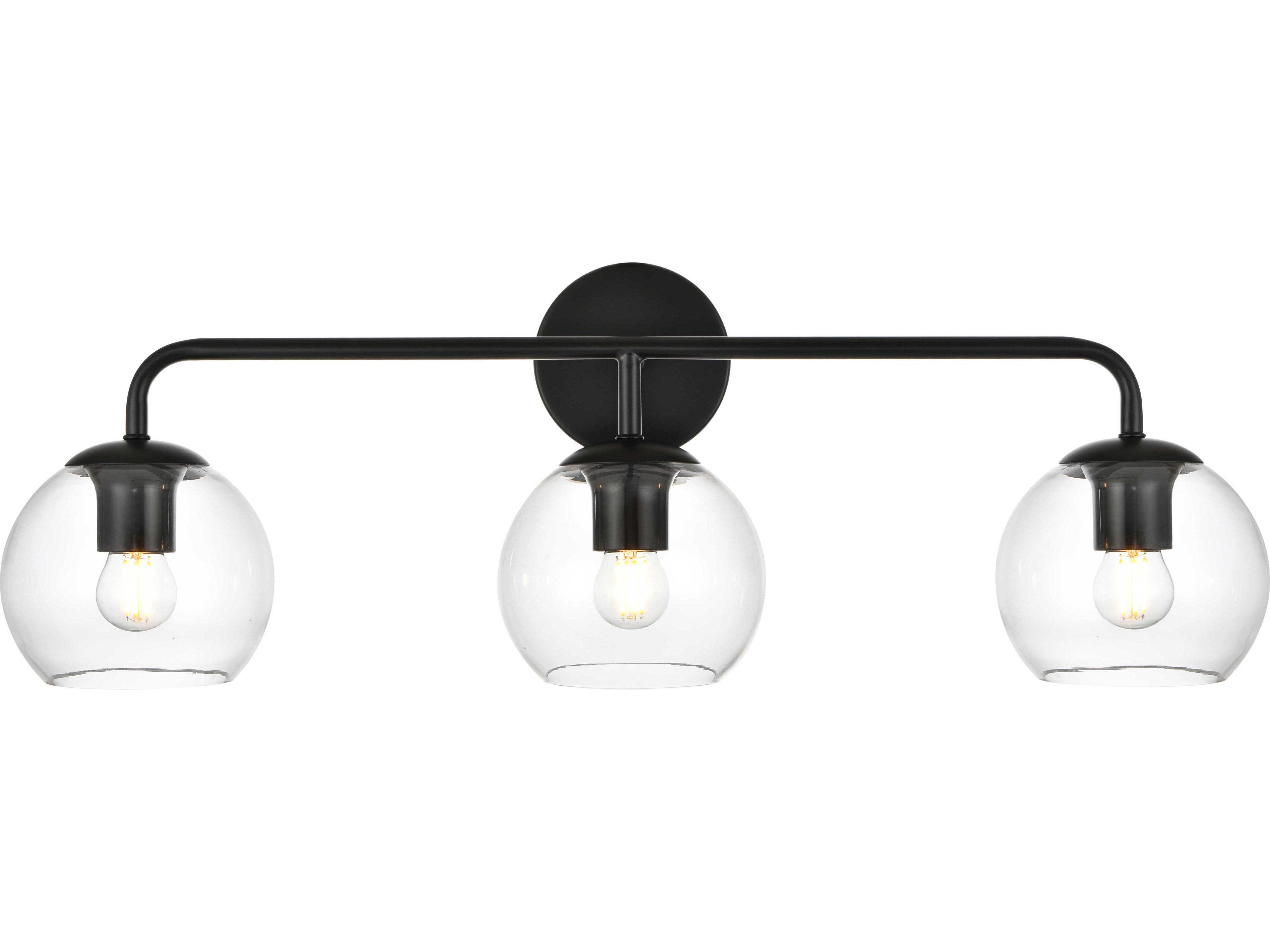 Elegant Lighting Genesis 3-Light Black Glass Vanity Light