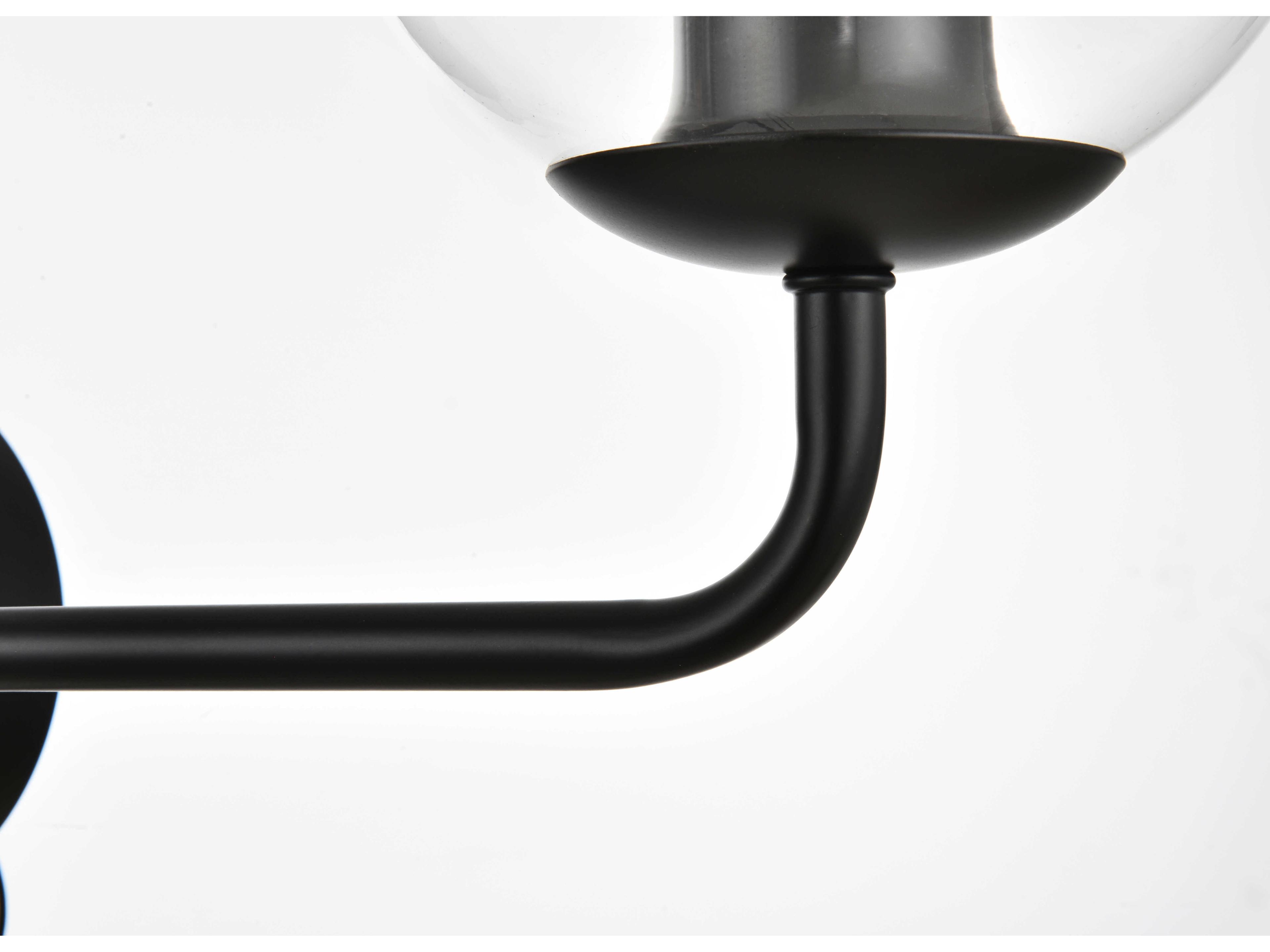 Elegant Lighting Genesis 3-Light Black Glass Vanity Light