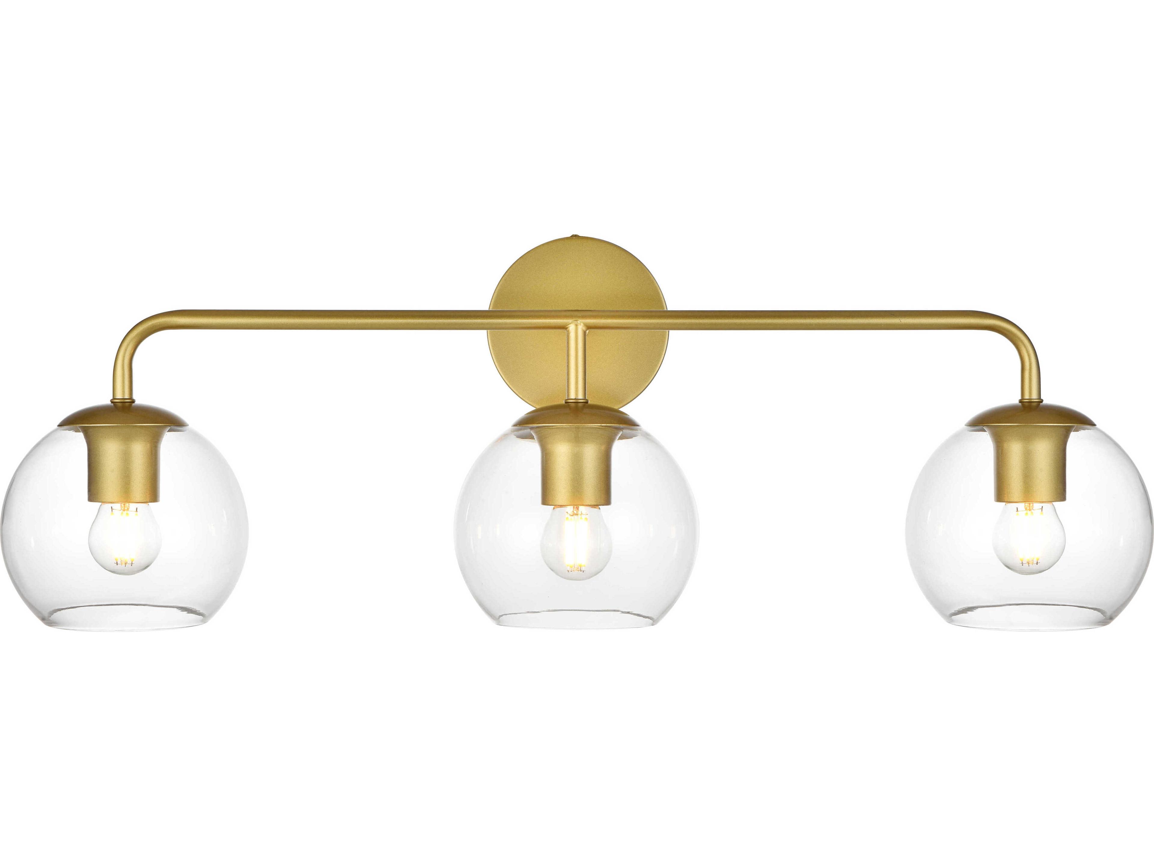 Elegant Lighting Genesis 3-Light Brass Glass Vanity Light