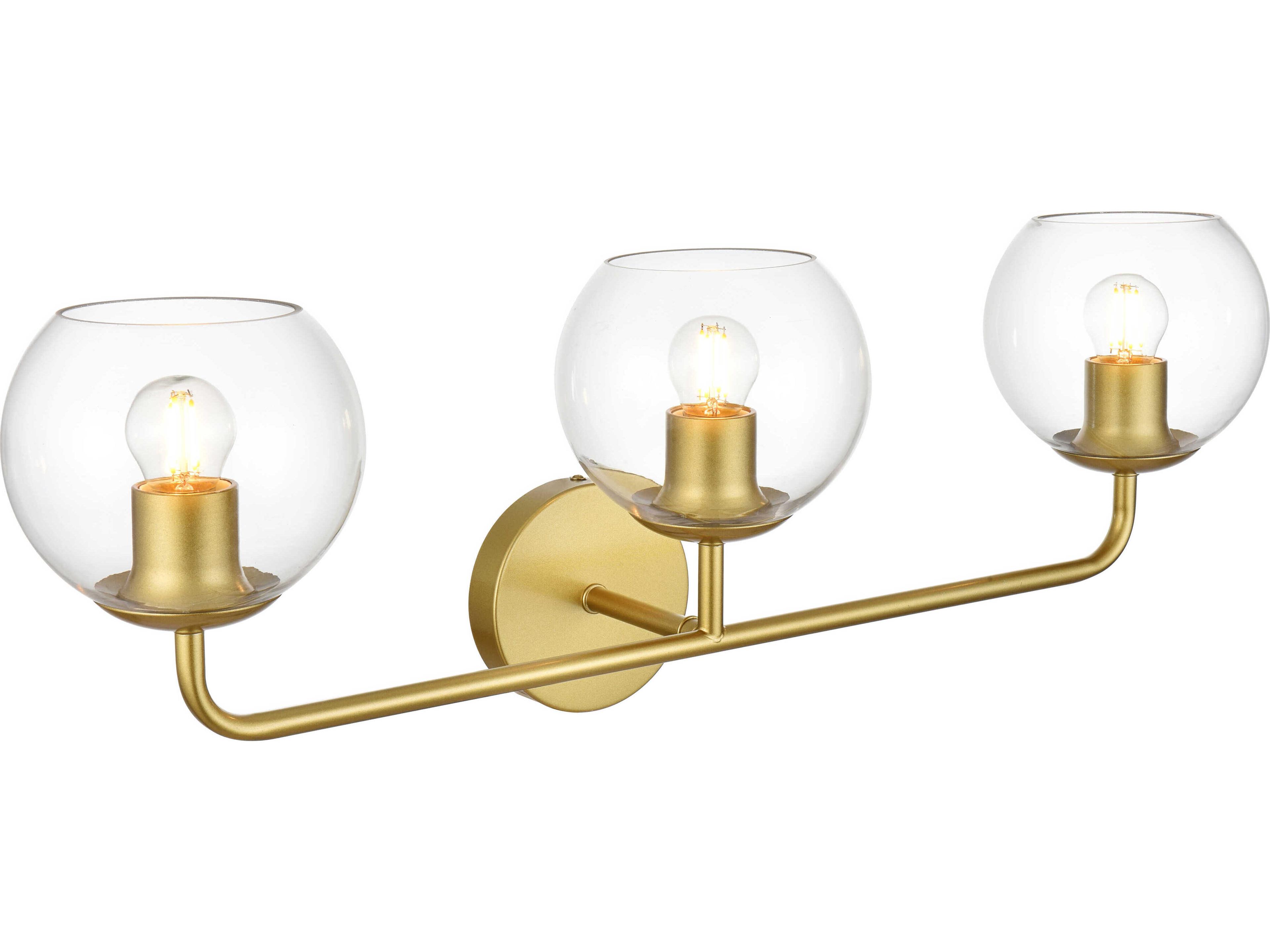 Elegant Lighting Genesis 3-Light Brass Glass Vanity Light