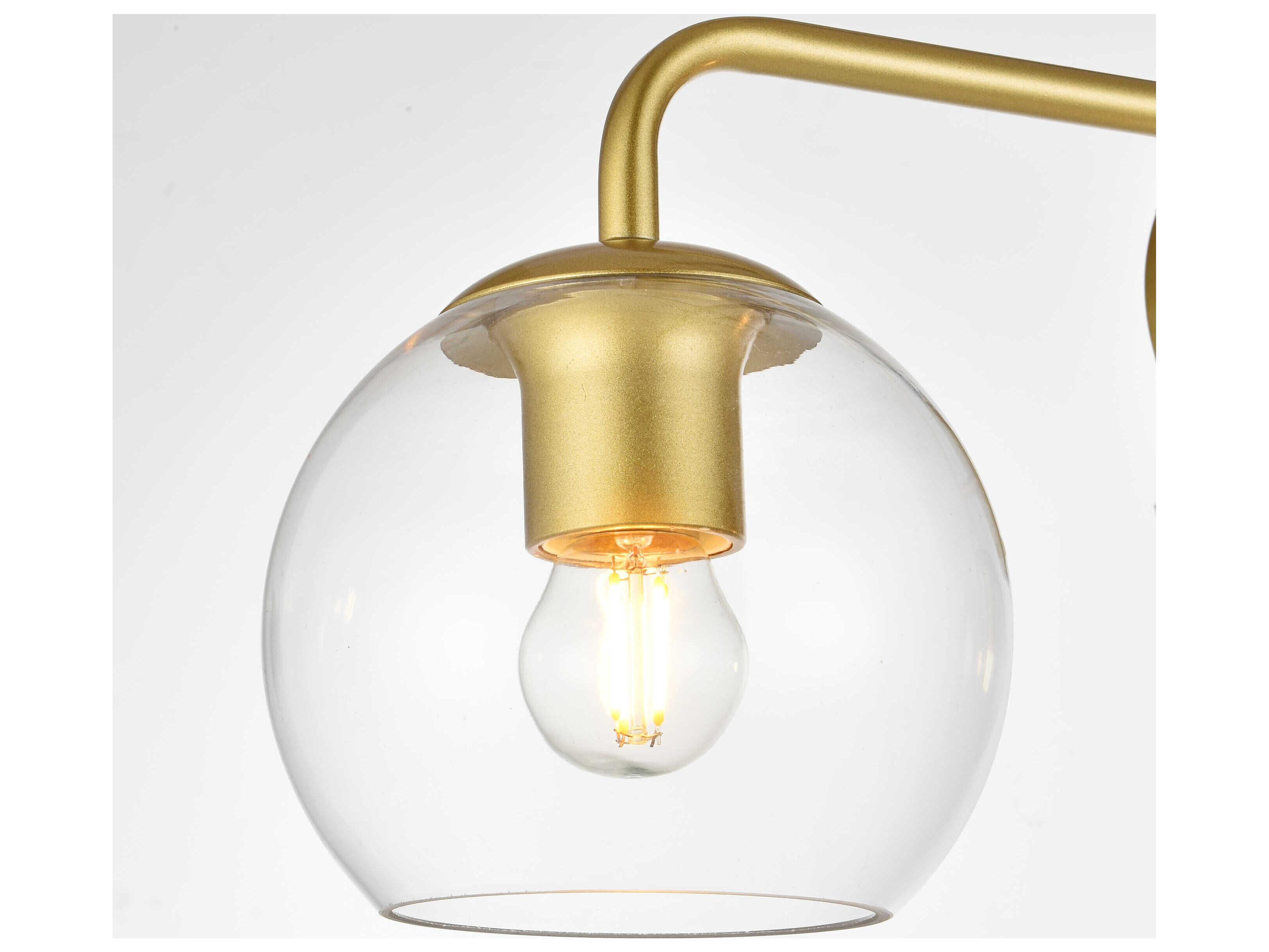 Elegant Lighting Genesis 3-Light Brass Glass Vanity Light