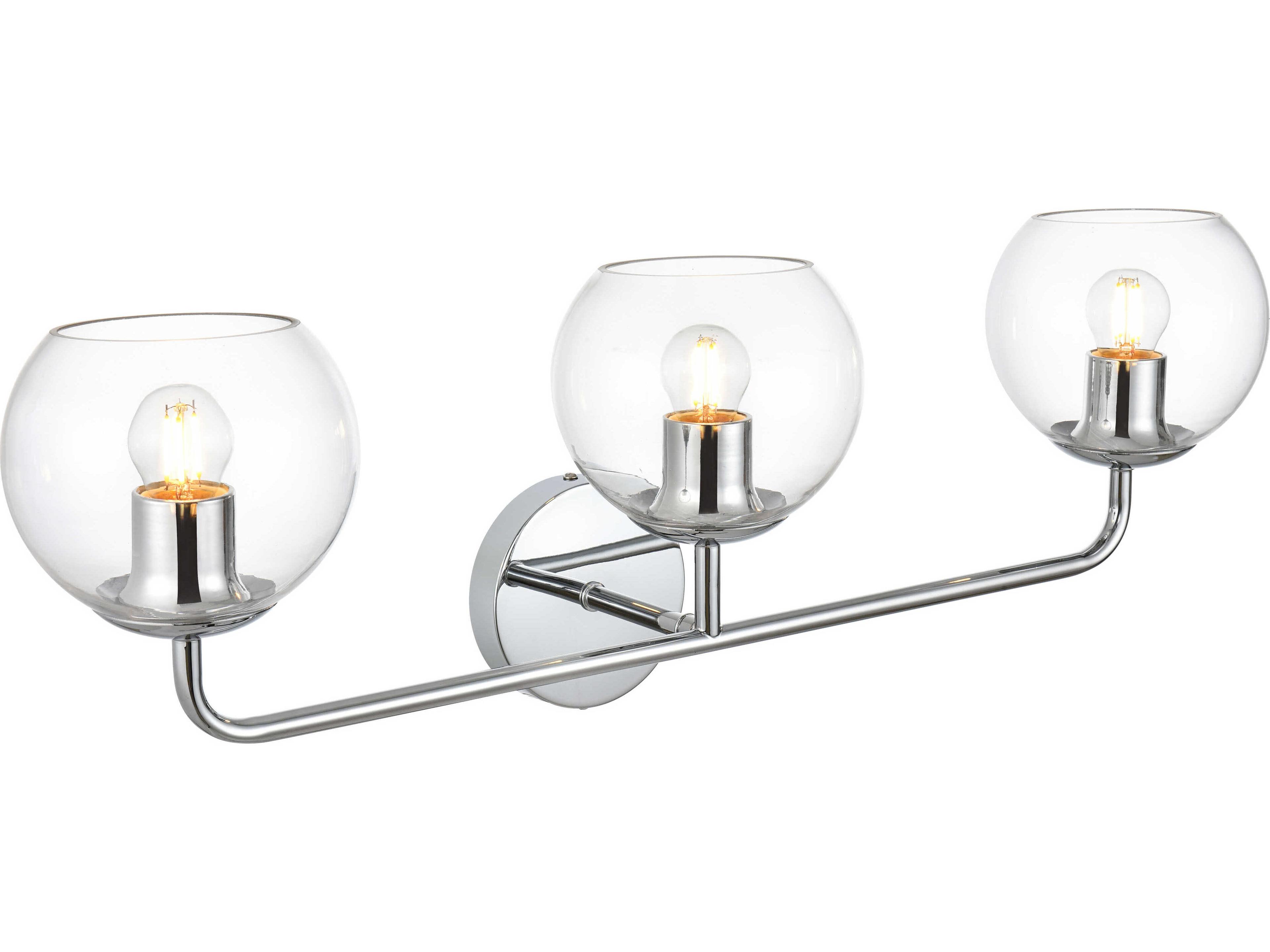 Elegant Lighting Genesis 3-Light Chrome Glass Vanity Light