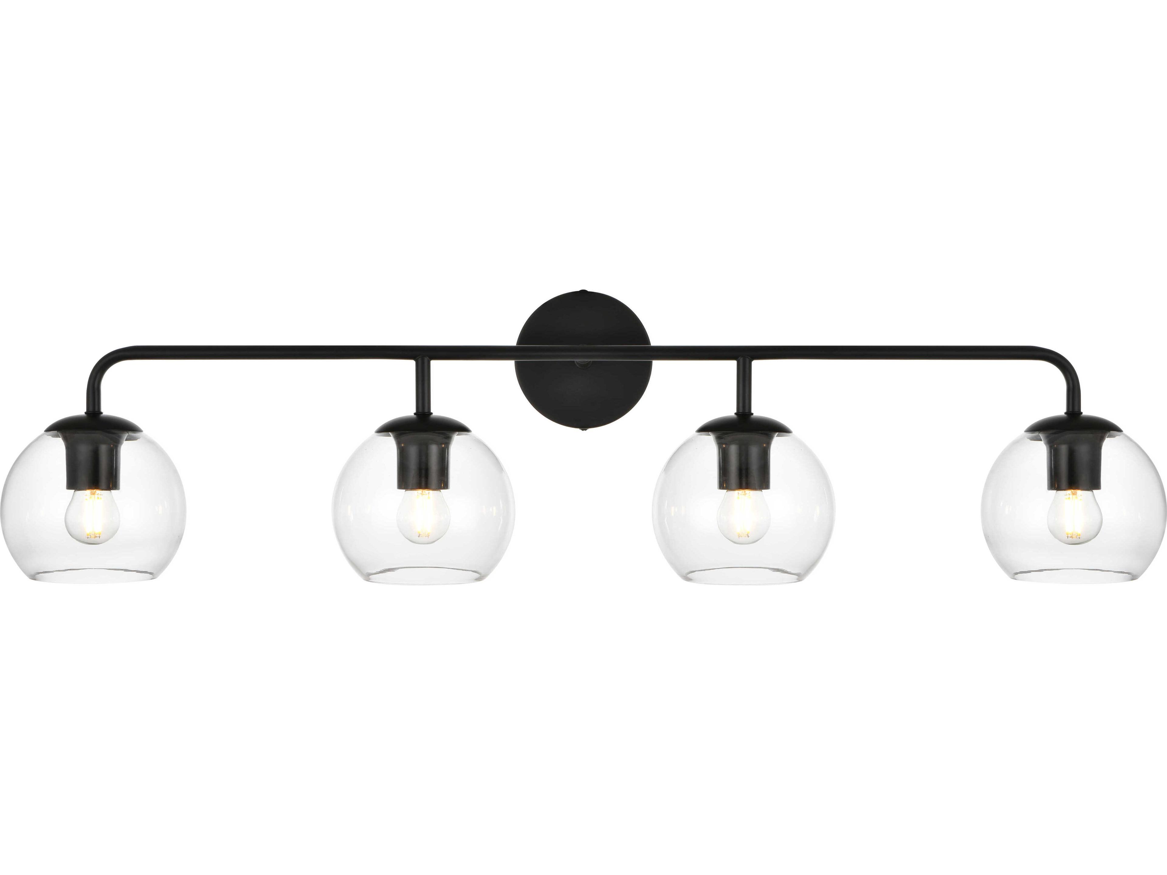 Elegant Lighting Genesis 4-Light Black Glass Vanity Light