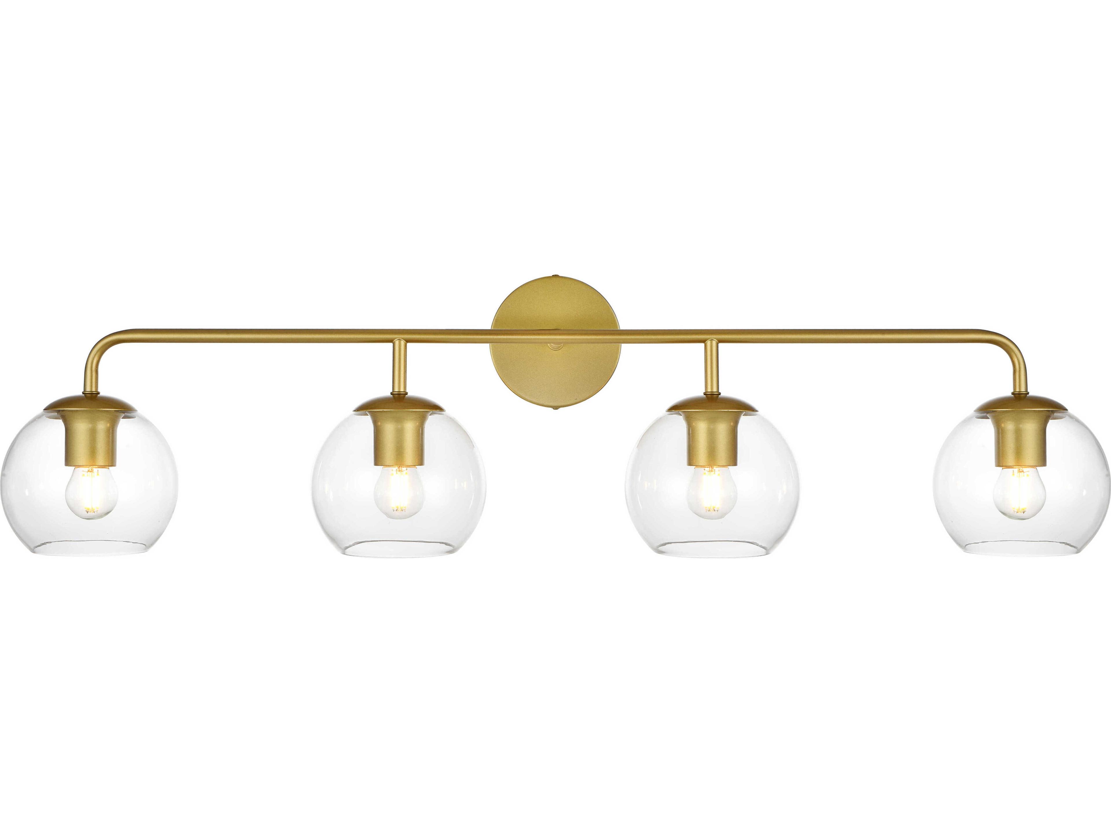 Elegant Lighting Genesis 4-Light Brass Glass Vanity Light